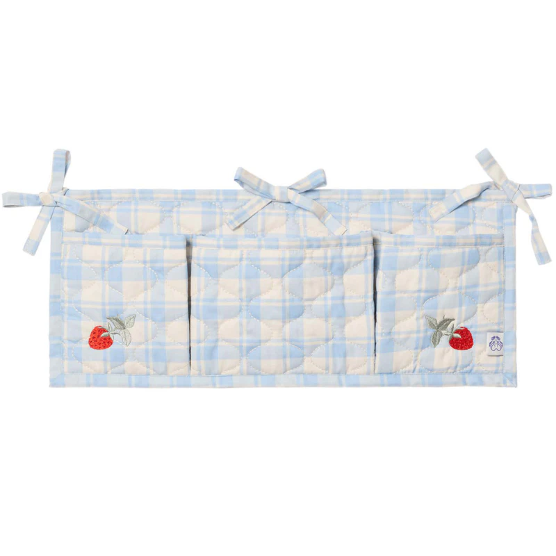 Plaid Sky Blue Sängficka Quiltad