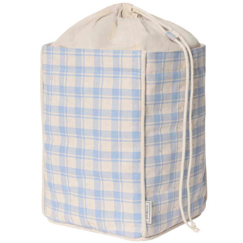 Plaid Sky Blue Förvaringskorg, Medium