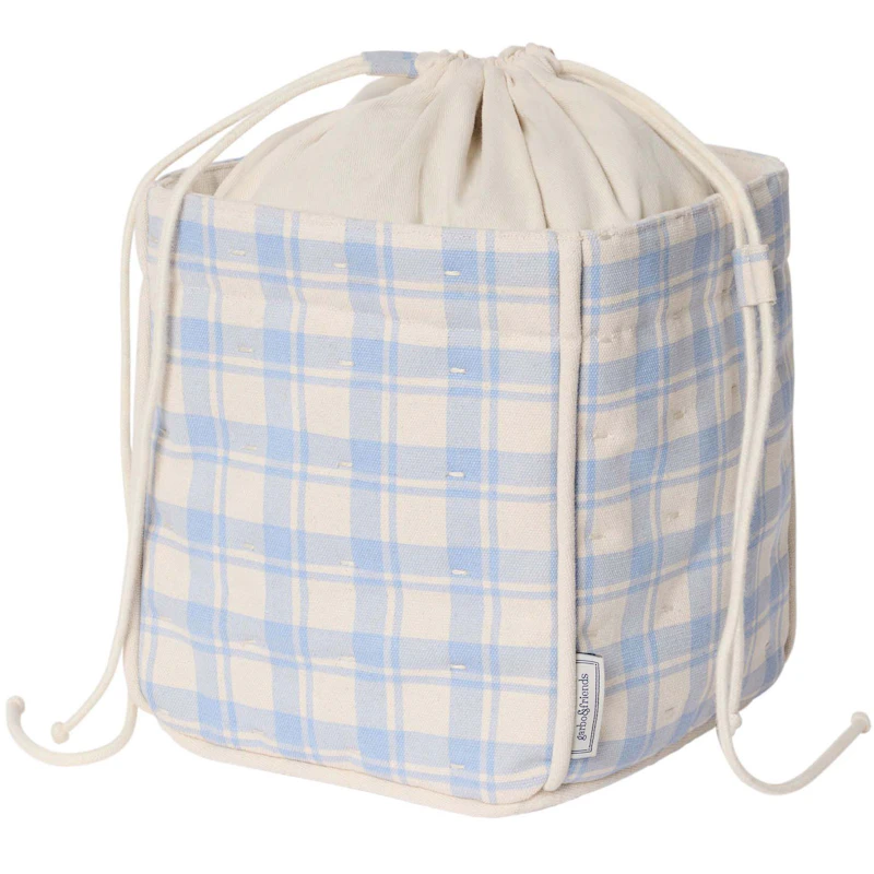Plaid Sky Blue Förvaringskorg, Liten