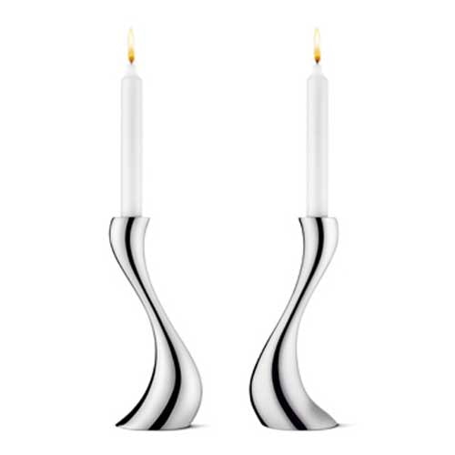 Georg Jensen Cobra Ljusstake 2-pack 20 Cm - Ljusstakar Rostfritt Stål Silver
