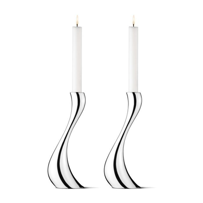 Georg Jensen Cobra Ljusstake 2-pack 24 Cm - Ljusstakar Rostfritt Stål Silver