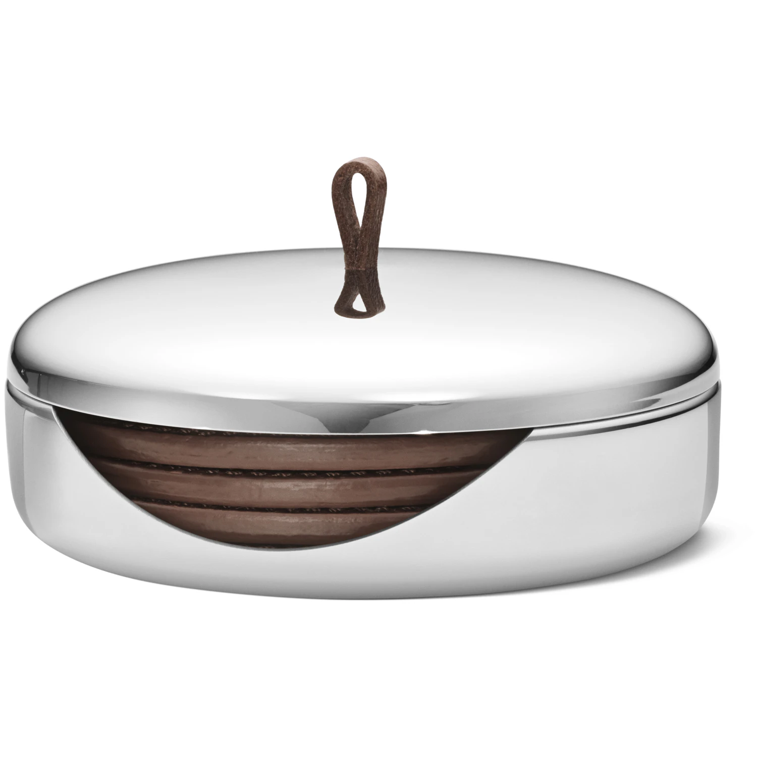 Georg Jensen Sky Glasunderl&auml;gg 4 Delar / - Bordstabletter & Glasunderl&auml;gg L&auml;der Rostfritt St&aring;l