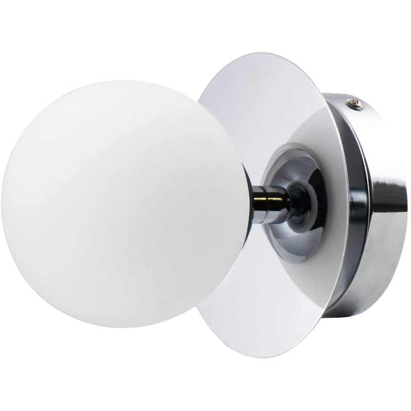 Art Deco Vägg-/Taklampa, Krom / Vit