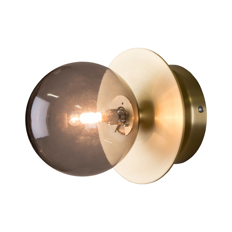Art Deco Vägg-/Taklampa, Rökfärgad / Mässing
