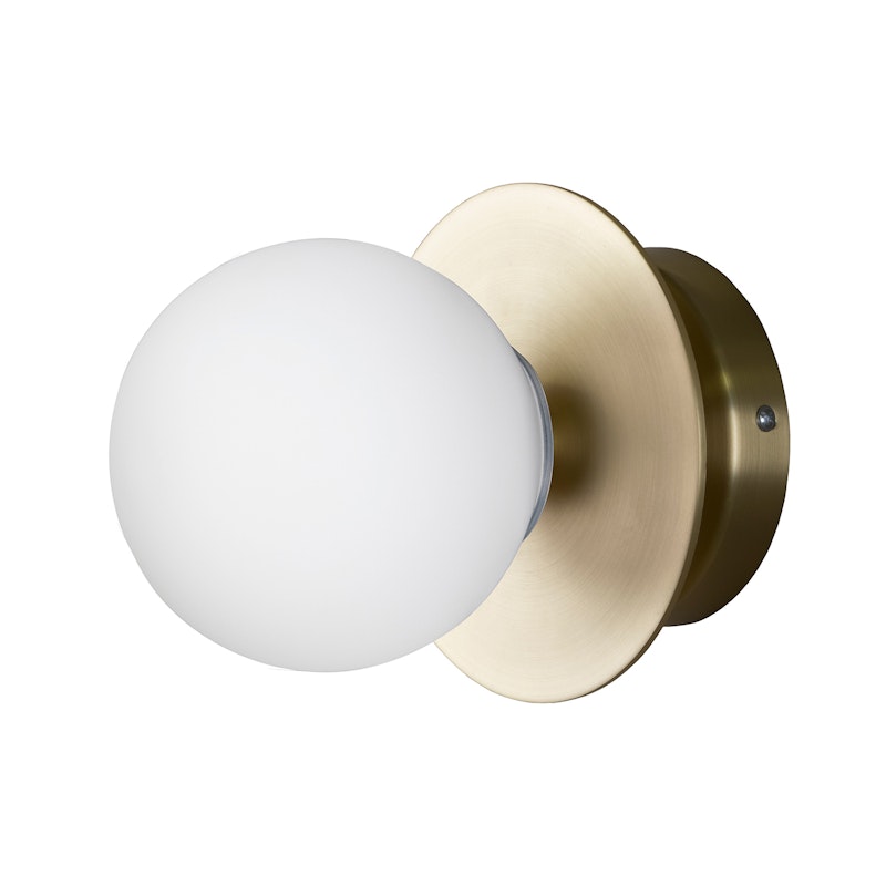 Art Deco Vägg-/Taklampa, Borstad Mässing / Vit