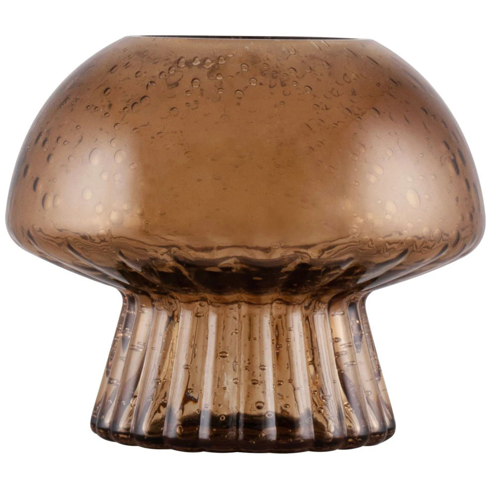 Globen Lighting Fungo 12 V&auml;rmeljuslykta - Ljuslyktor Munbl&aring;st Glas Brun