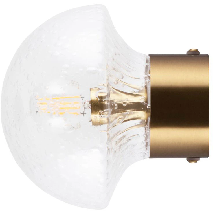 Globen Lighting Fungo 16 V&auml;gglampa Borstad M&auml;ssing / - V&auml;gglampor Munbl&aring;st Glas Klar