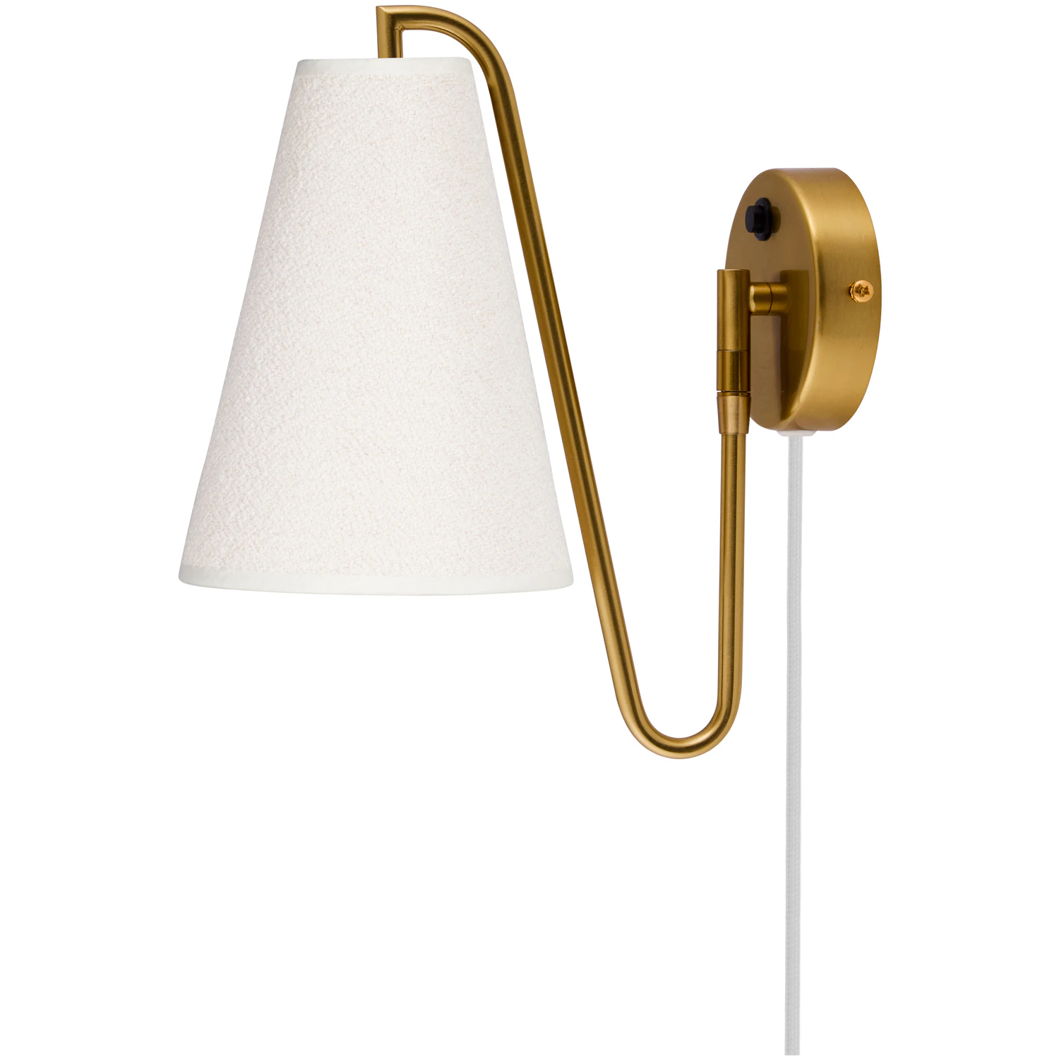 Globen Lighting Lou Vägglampa / Borstad Mässing - Vägglampor Bouclé Vit