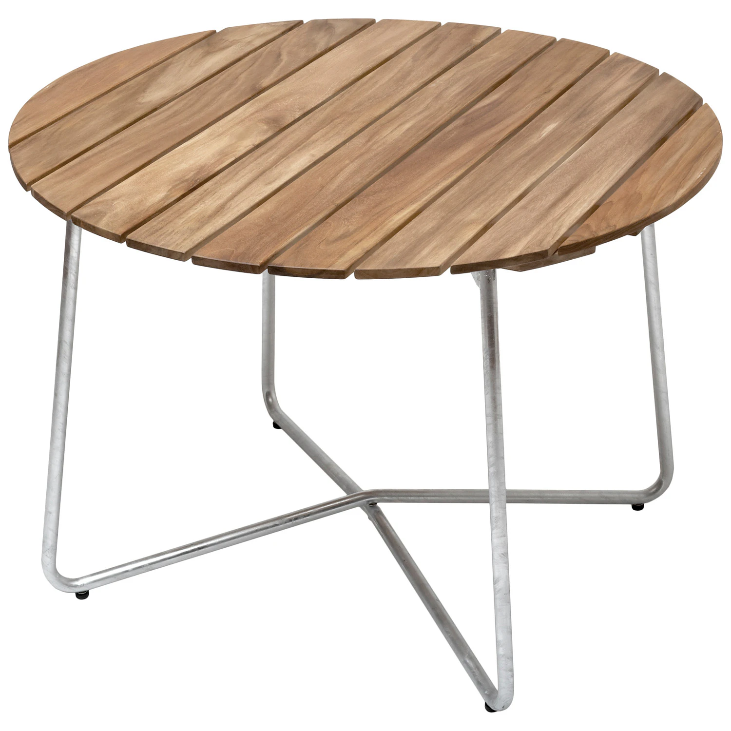 Grythyttan Stålmöbler 9a Bord Ø100 Cm Obehandlad / Varmförzinkat Stål - Trädgårdsbord Teak