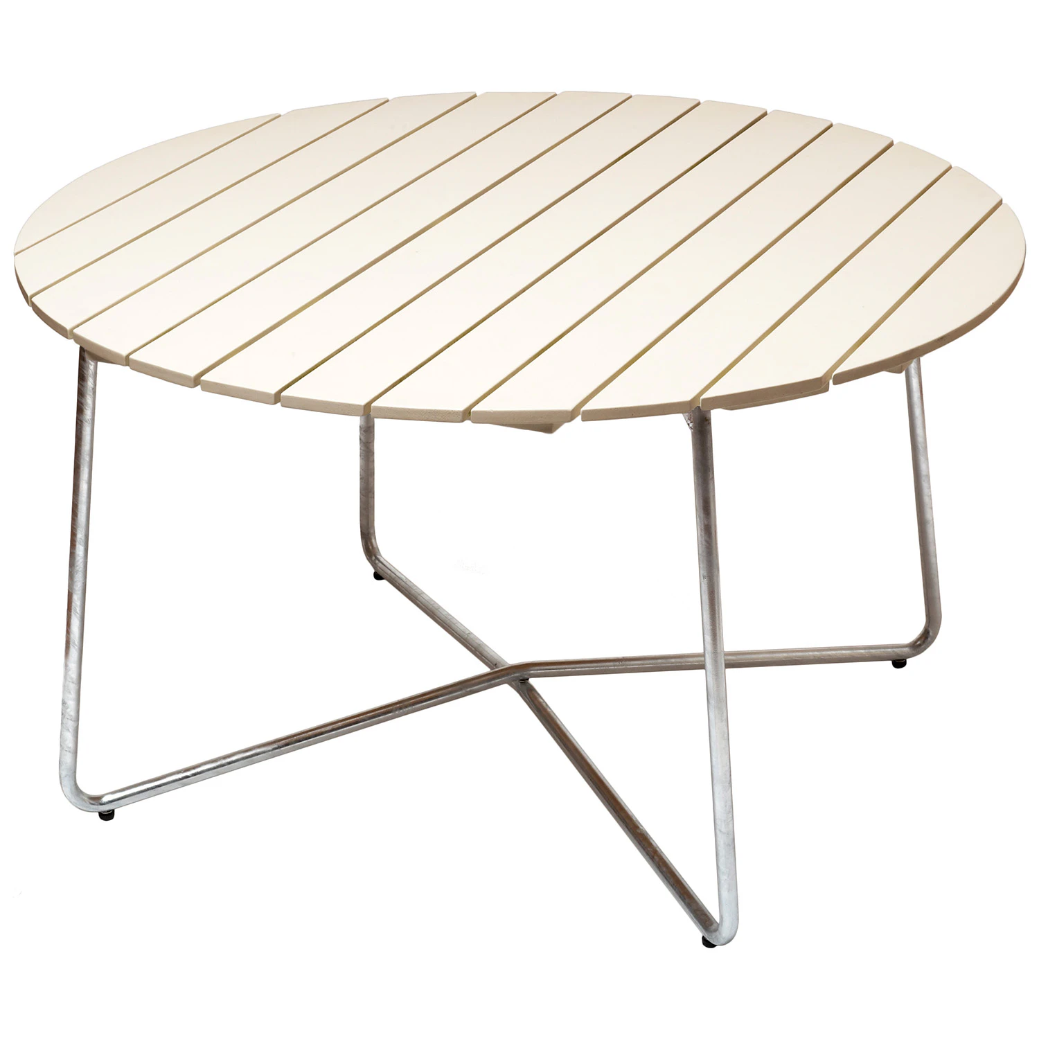 Grythyttan Stålmöbler 9a Bord Ø120 Cm Vitlackad / Varmförzinkat Stål - Trädgårdsbord Ek Vitlackerad Ek
