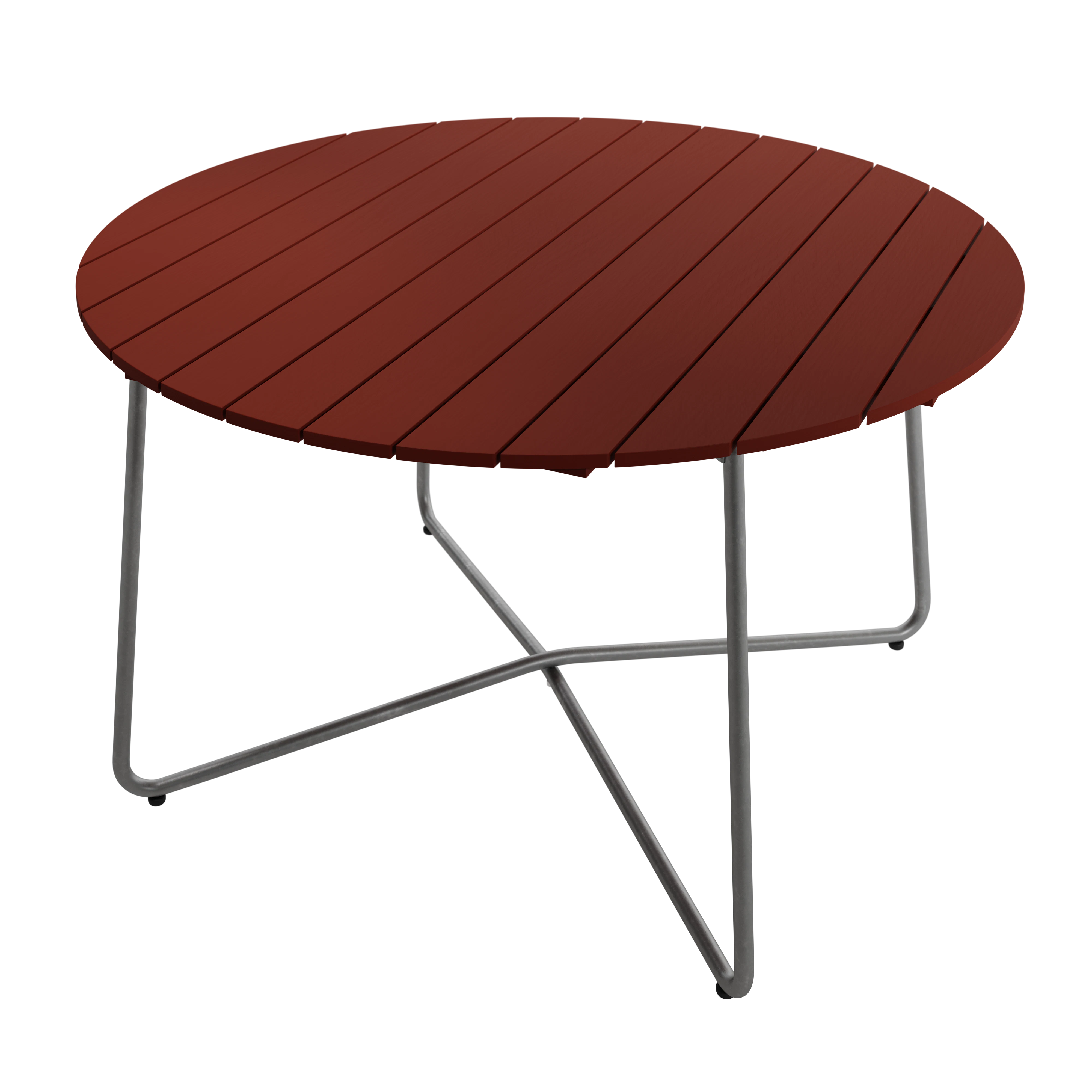 Grythyttan Stålmöbler 9a Bord Ø120 Cm / Varmförzinkat Stål - Trädgårdsbord Ek Mörkröd