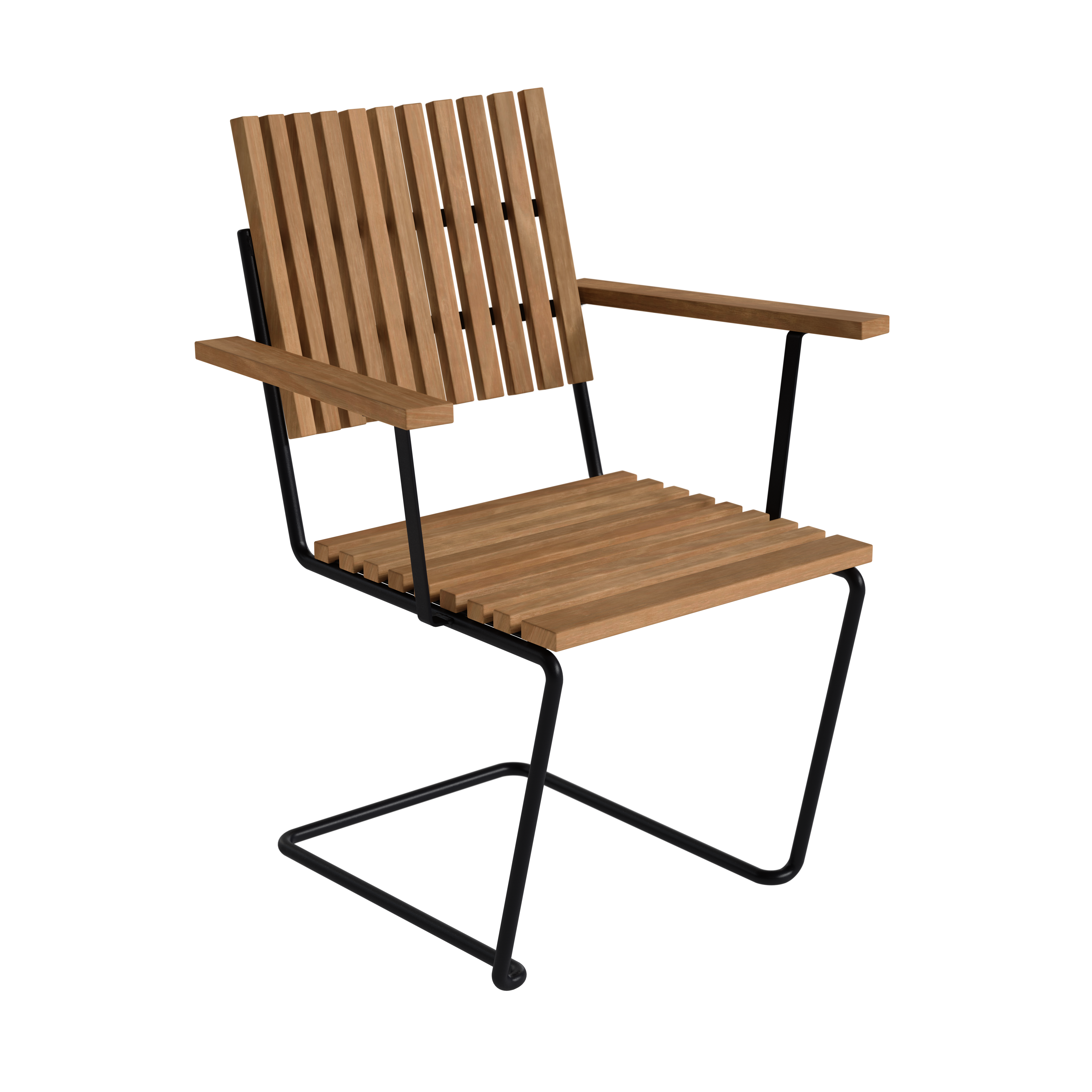 grythyttan stålmöbler bovik fåtölj / svart stål - trädgårdsstolar teak