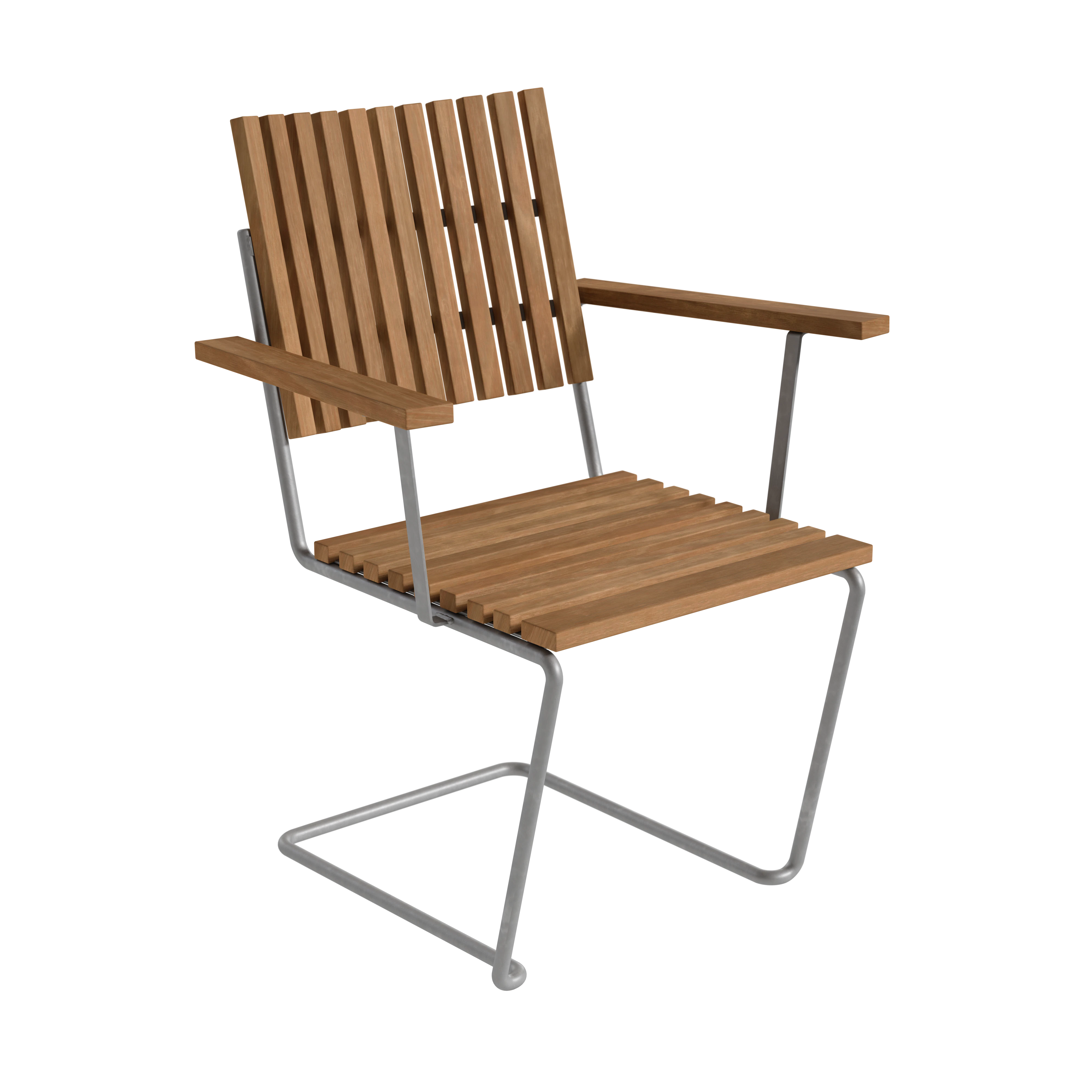 grythyttan stålmöbler bovik fåtölj / varmförzinkat stål - trädgårdsstolar teak