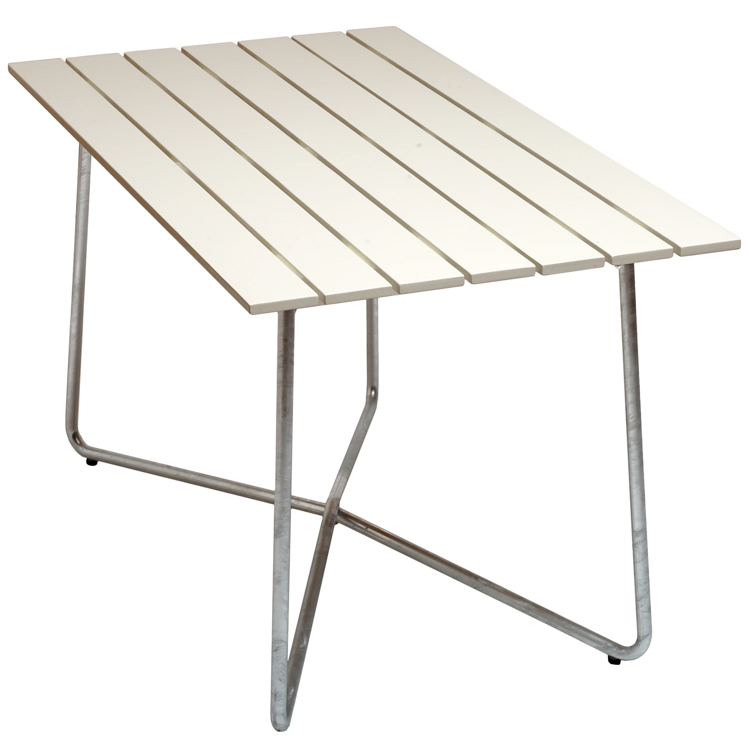 Grythyttan Stålmöbler B25a Bord 70x120 Cm Vitlackad / Varmförzinkat Stål - Trädgårdsbord Ek Vitlackerad Ek