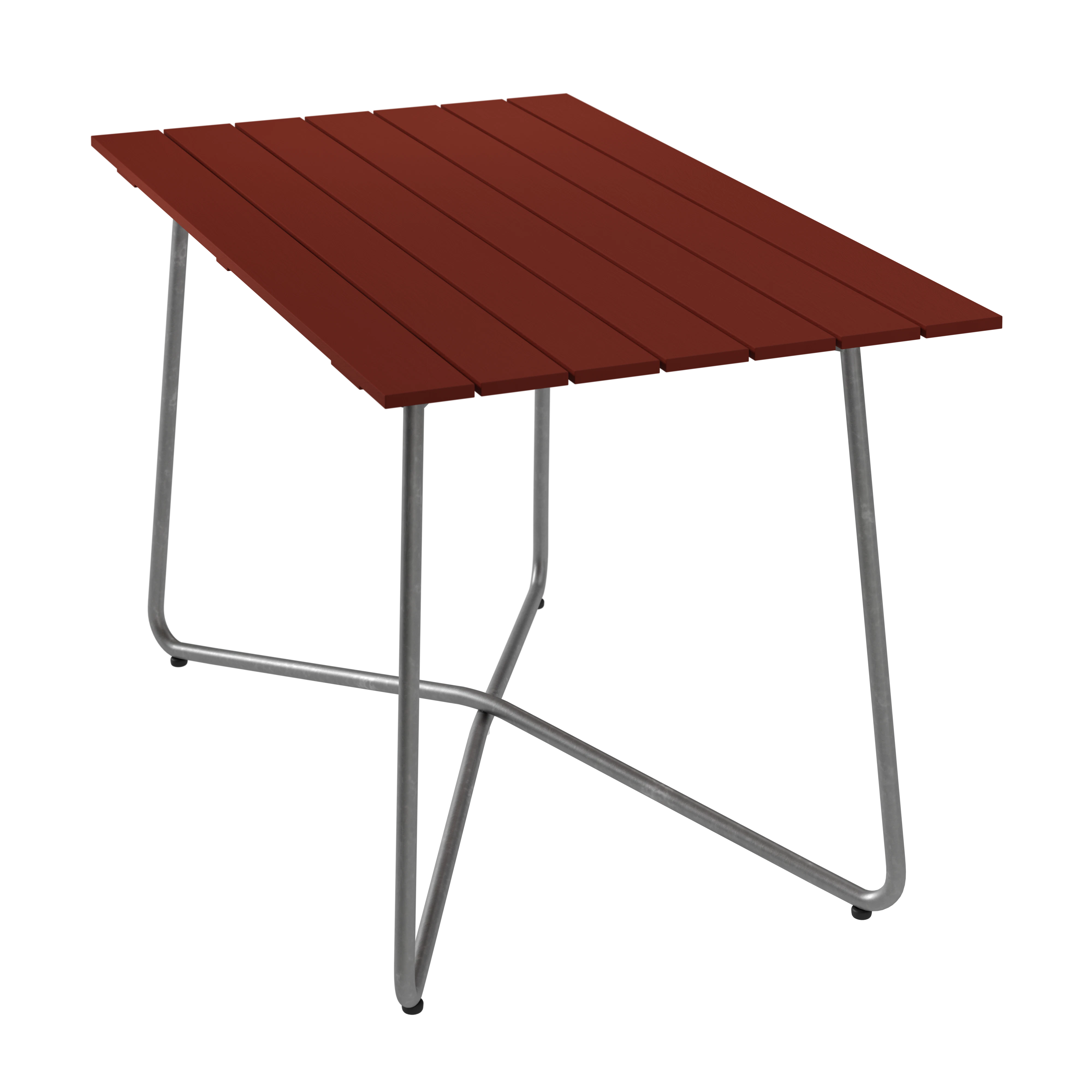 Grythyttan Stålmöbler B25a Bord 70x120 Cm / Varmförzinkat Stål - Trädgårdsbord Ek Mörkröd