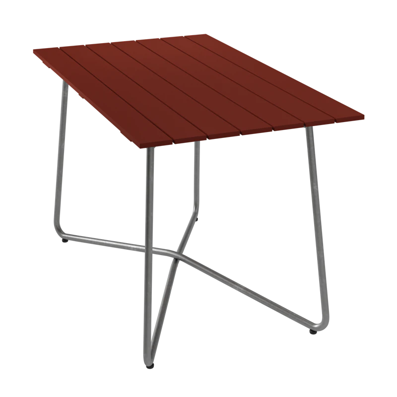 B25A Bord 70x120 cm, Mörkröd / Varmförzinkat Stål