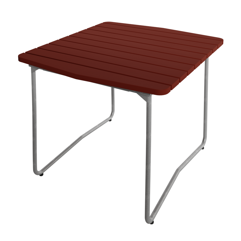B31 Bord 84x92 cm, Mörkröd / Galvaniserat Stål