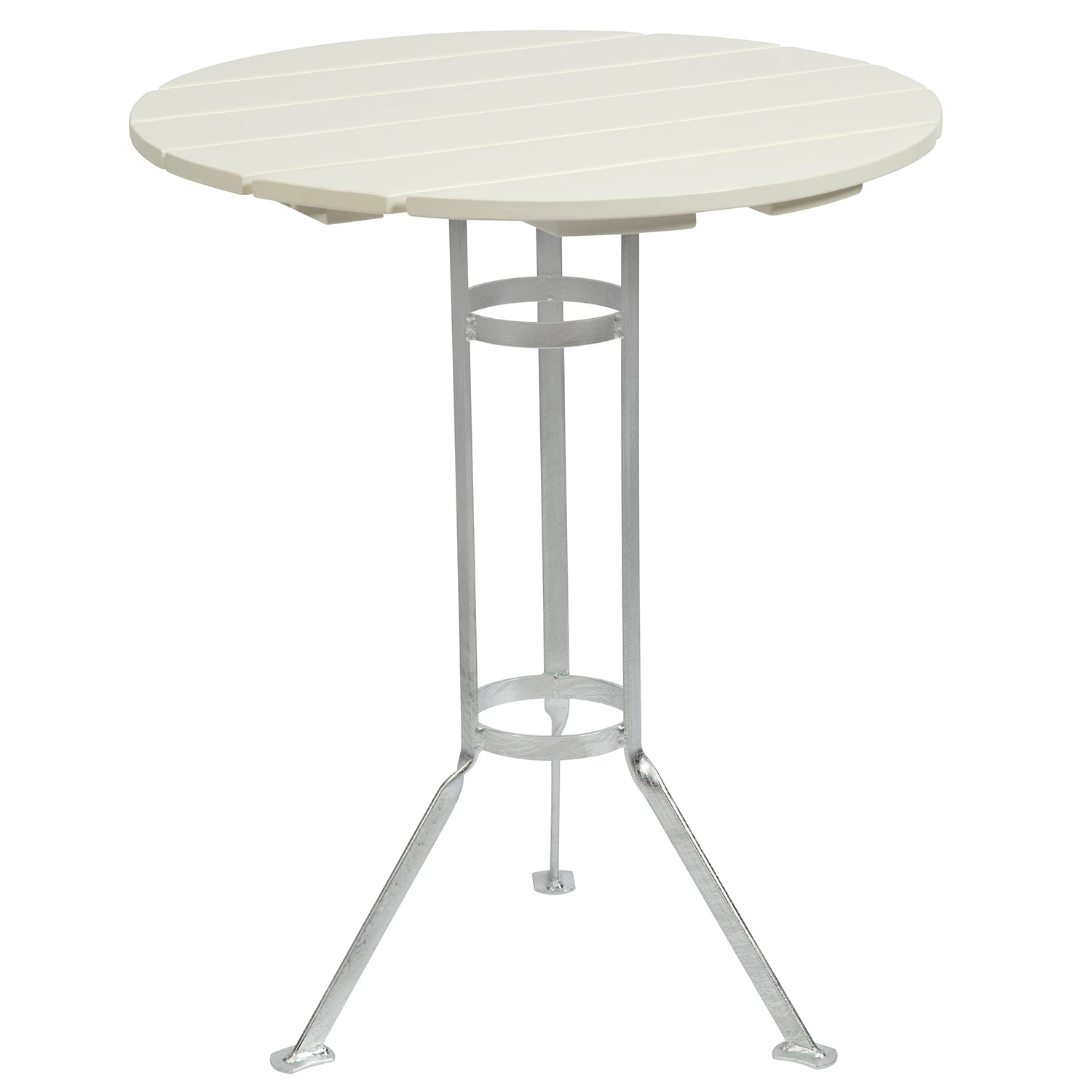 Grythyttan Stålmöbler Bryggeribord Ø60 Cm Vitlackad / Varmförzinkat Stål - Trädgårdsbord Ek Vitlackerad Ek