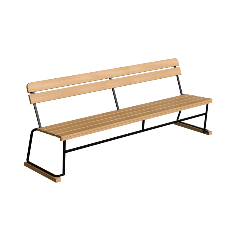 Soffa 5 204 cm, Oljad Ek / Svart Stål