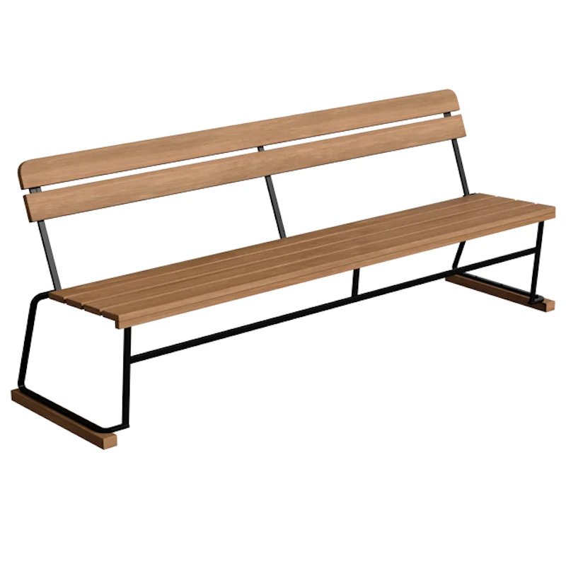 Soffa 5 204 cm, Teak / Svart Stål