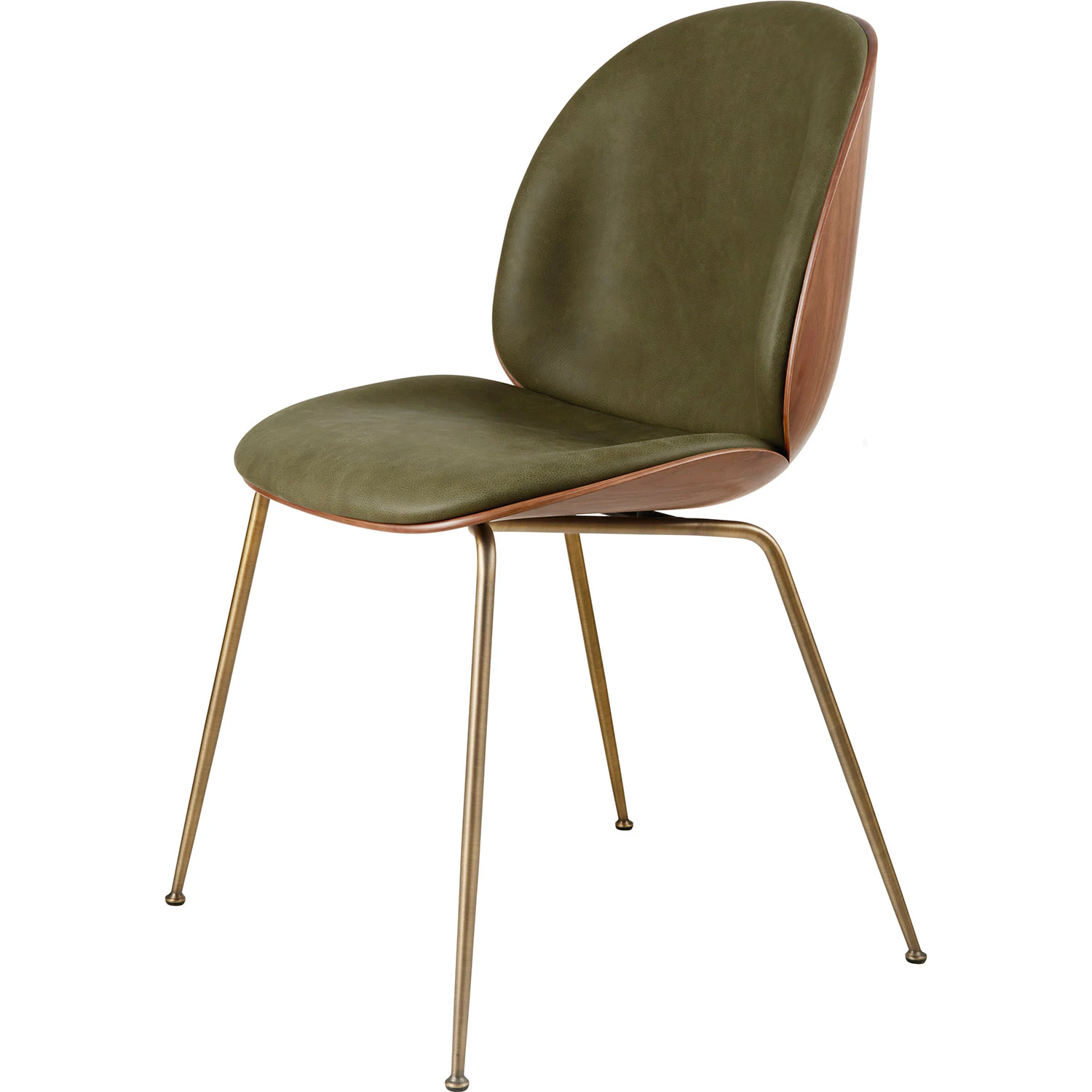 Gubi Beetle 3d Veneer Stol Valnöt/mässing - Stolar Läder Soft Leather Army