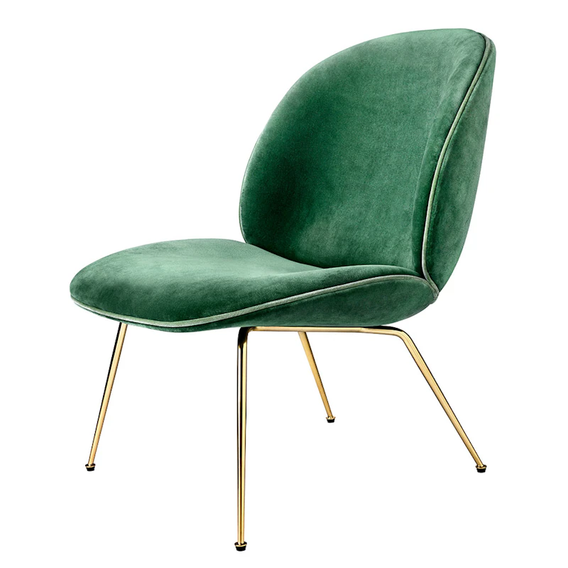 Beetle Loungestol, Conic Base Mässing, Velluto Cotone 234