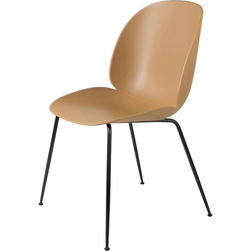 Beetle Stol Oklädd Conic Base Matt Black, Amber Brown