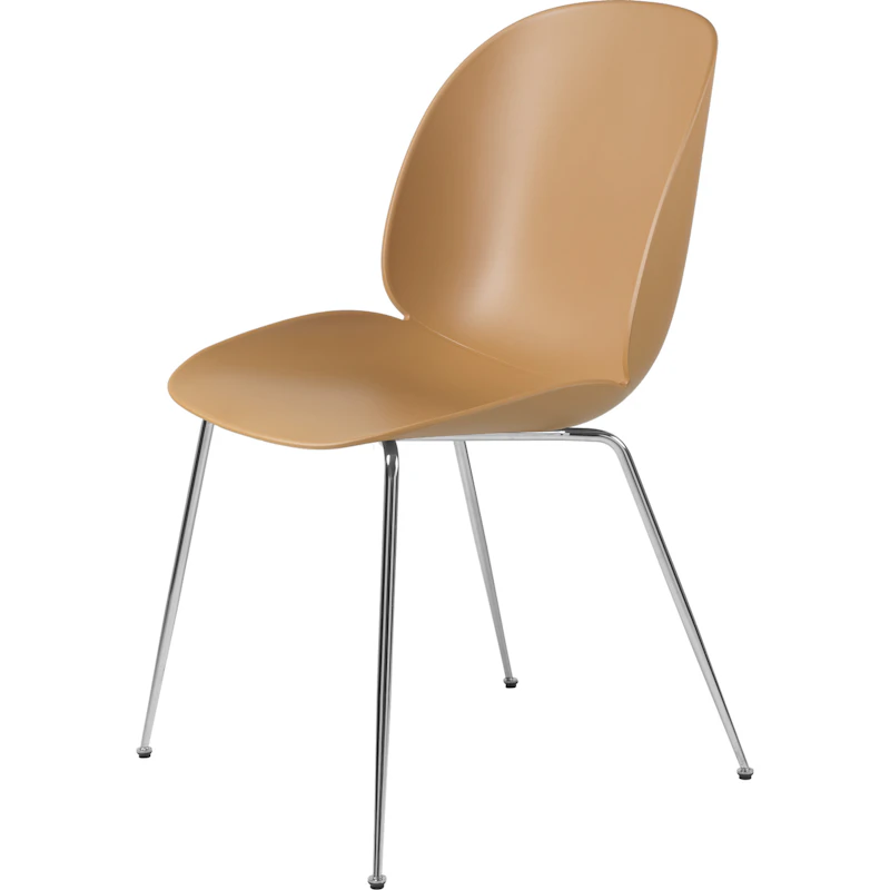 Beetle Stol Oklädd Conic Base Chrome, Amber Brown
