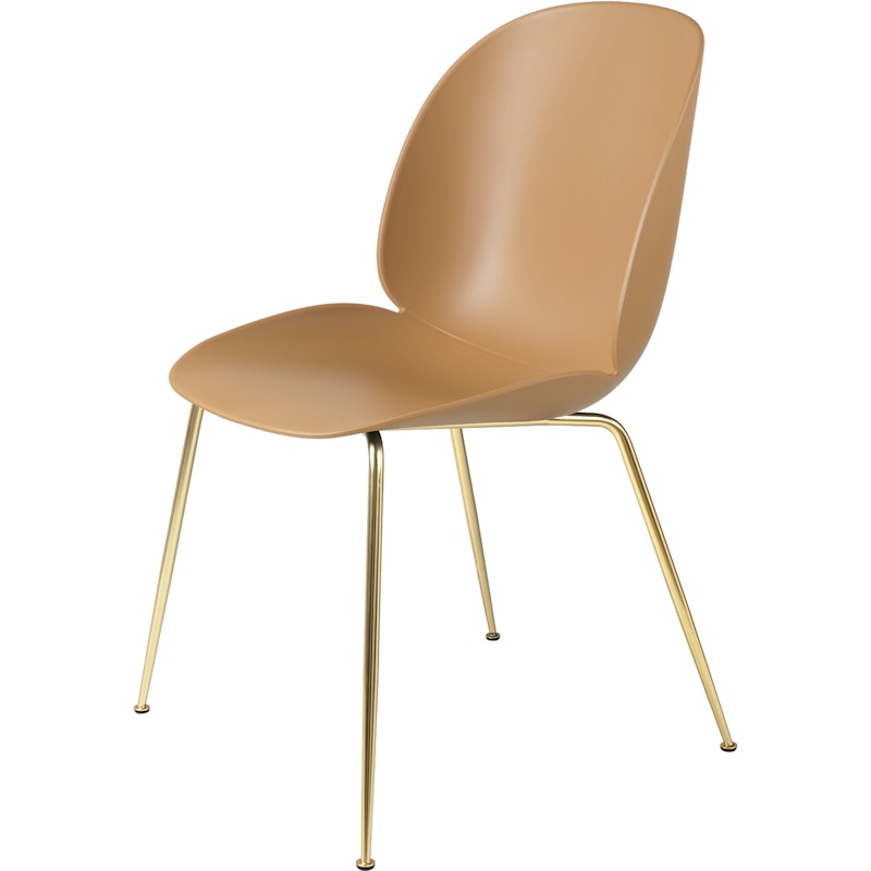 Beetle Dining Chair, Conic Base Brass/Amber Brown