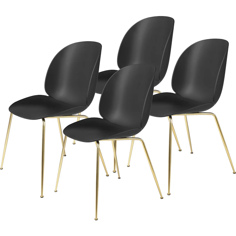 Beetle Stol Oklädd 4-pack Conic Base Brass, Black