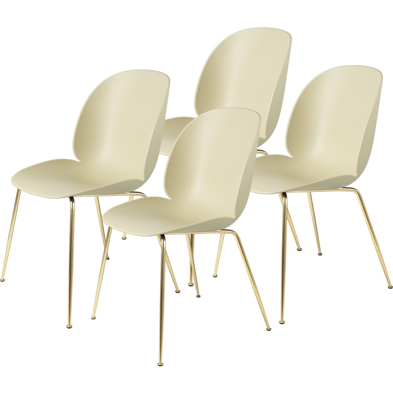 Beetle Stol Oklädd 4-pack Conic Base Brass, Pastel Green