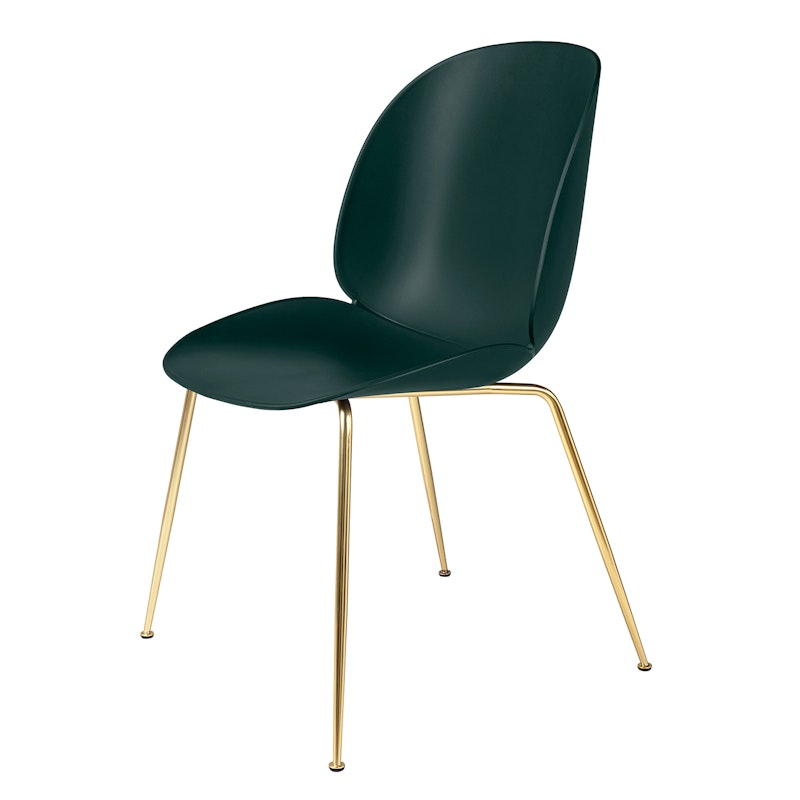 Beetle Stol Oklädd, Conic Base Mässing, Grön
