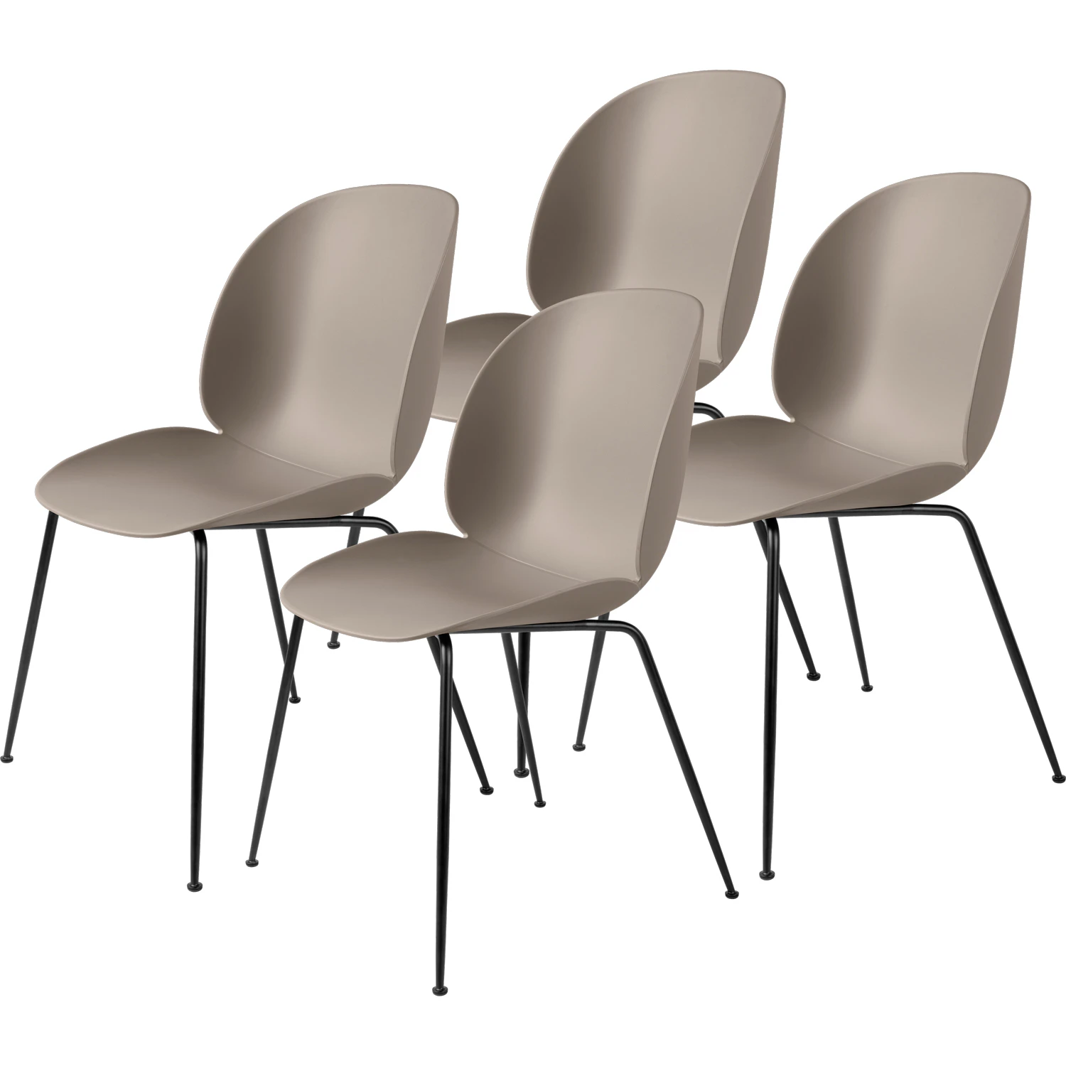 Gubi Beetle Stol Oklädd Conic Base Svart 4-pack - Stolar Polypropylen Beige