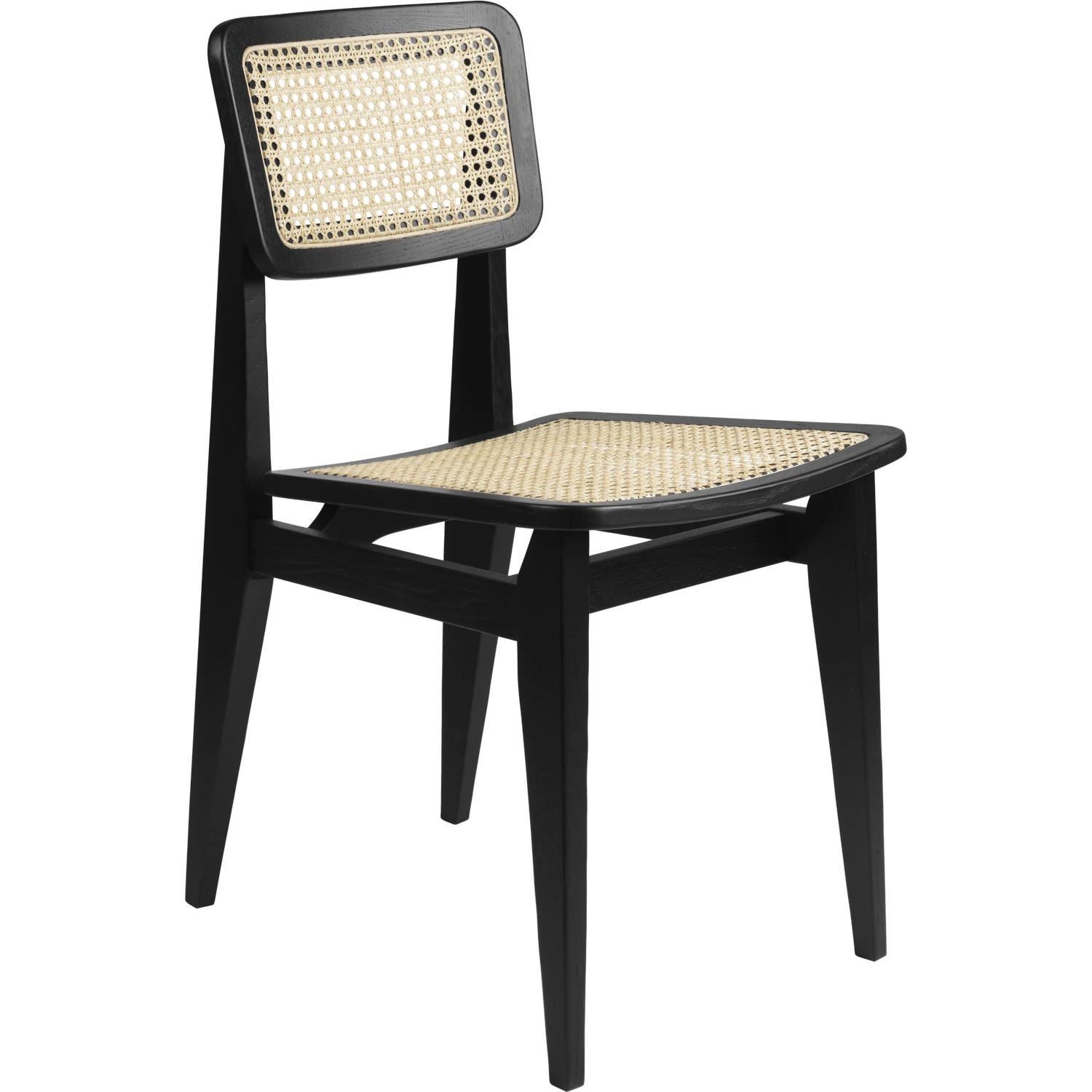 Gubi C-chair Dining Chair Black Oak/cane - Stolar Ek Svart Ek