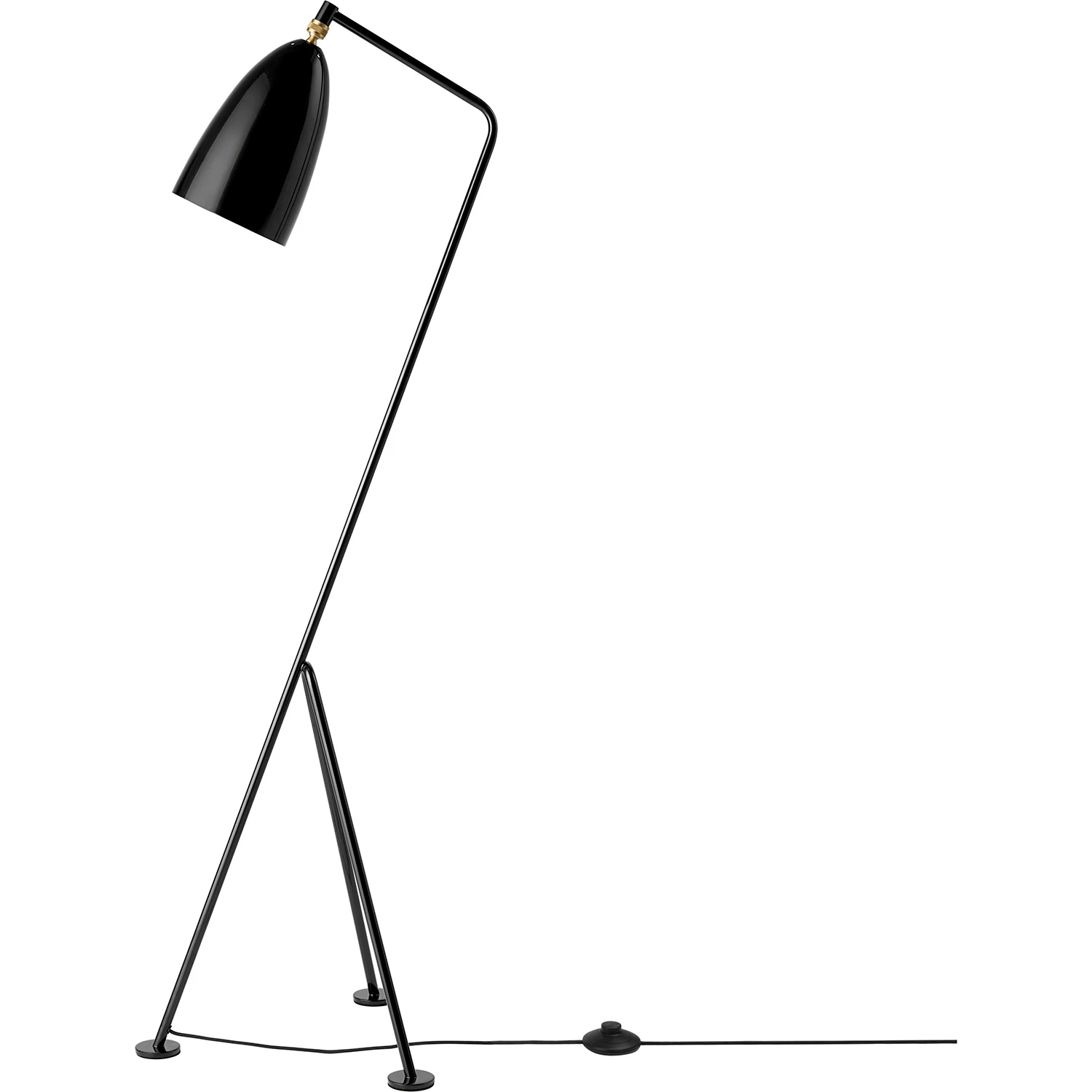 Gubi Gr&auml;shoppa Golvlampa Glossy Black - Golvlampor St&aring;l H&ouml;gblank Svart