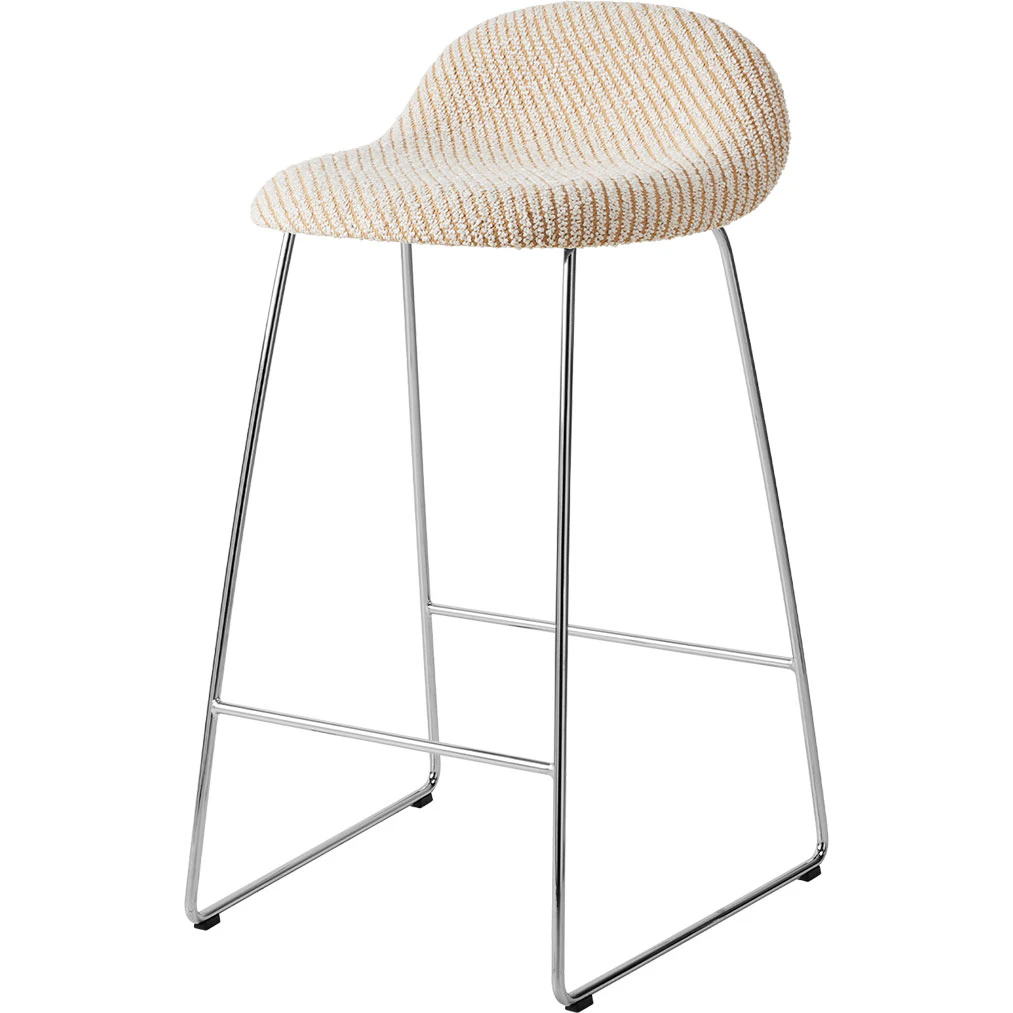 Gubi 3d Barstol H65 Rostfritt St&aring;l / Lupo Special Diagonal / Dedar 009 - Barstolar Boucl&eacute; Beige