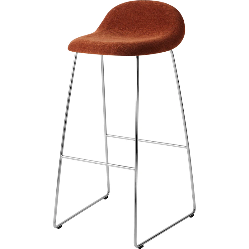 GUBI 3D Barstol H75, Rostfritt Stål / Belsuede Special Dedar 133