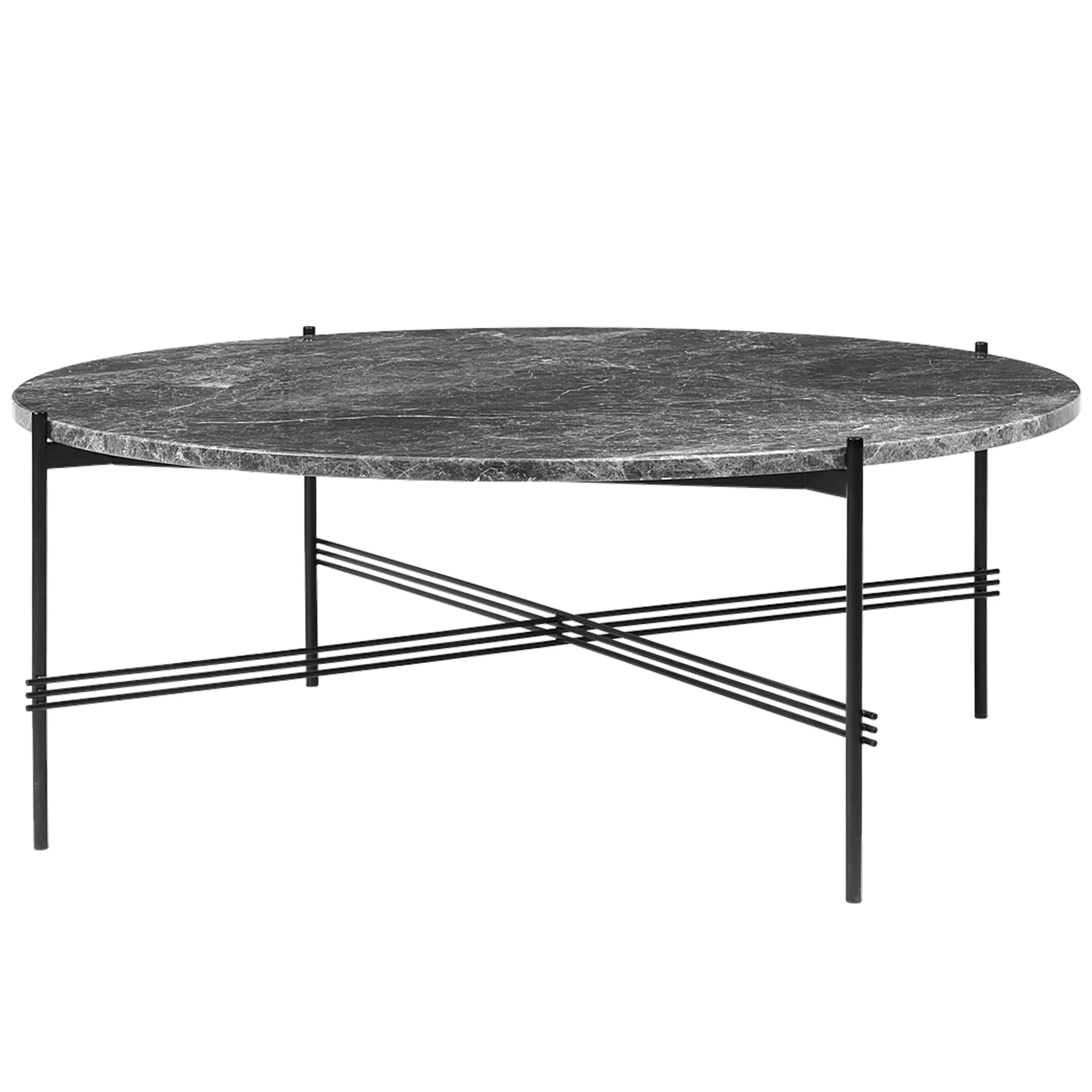 Gubi Ts Soffbord &Oslash;105 Cm / Grey Marble - Soffbord St&aring;l Svart