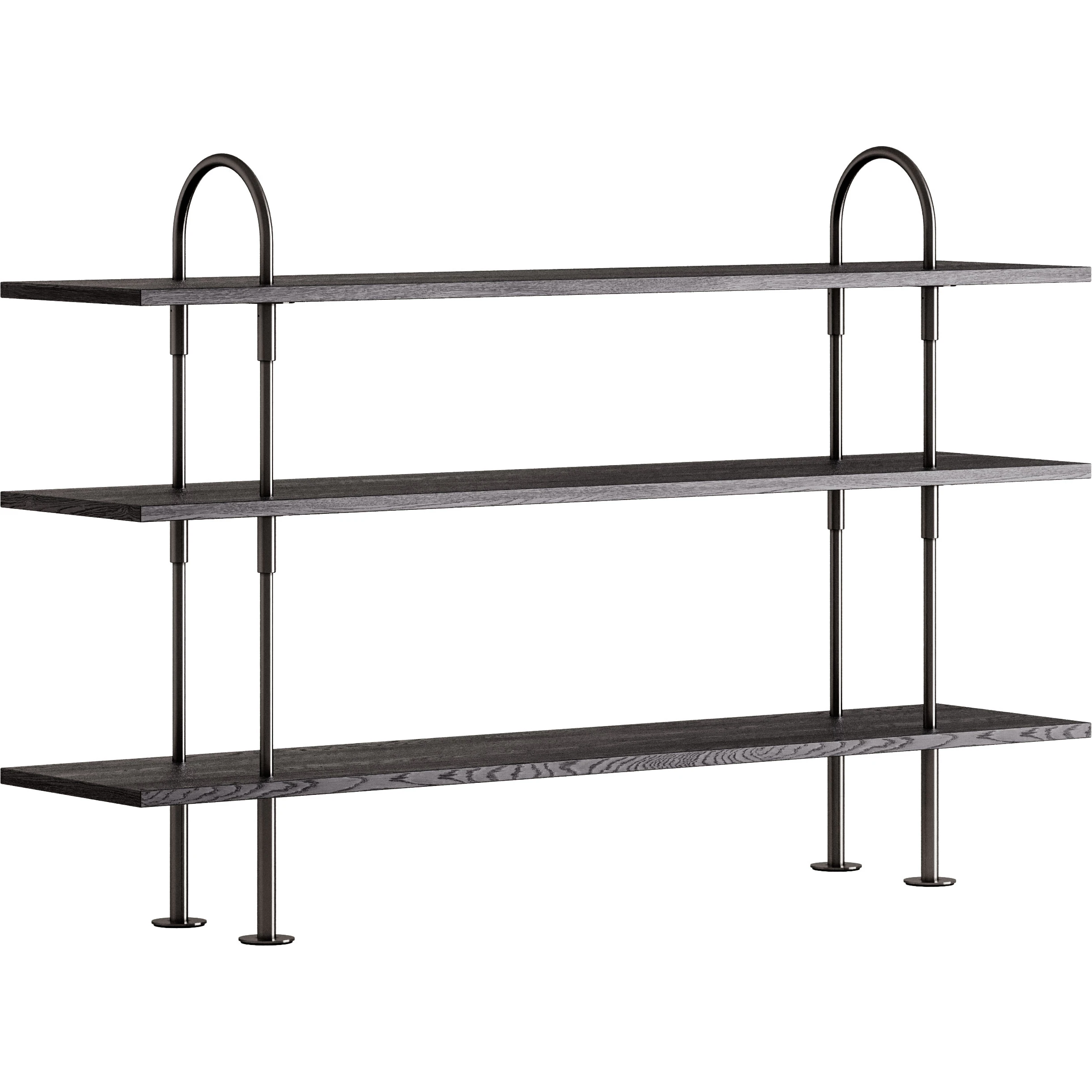 Gubi Keen Hyllsystem Med 3 Hyllplan 160 Cm Mässing / brunbetsad Ask - Modulära hyllsystem Askfanér Svart