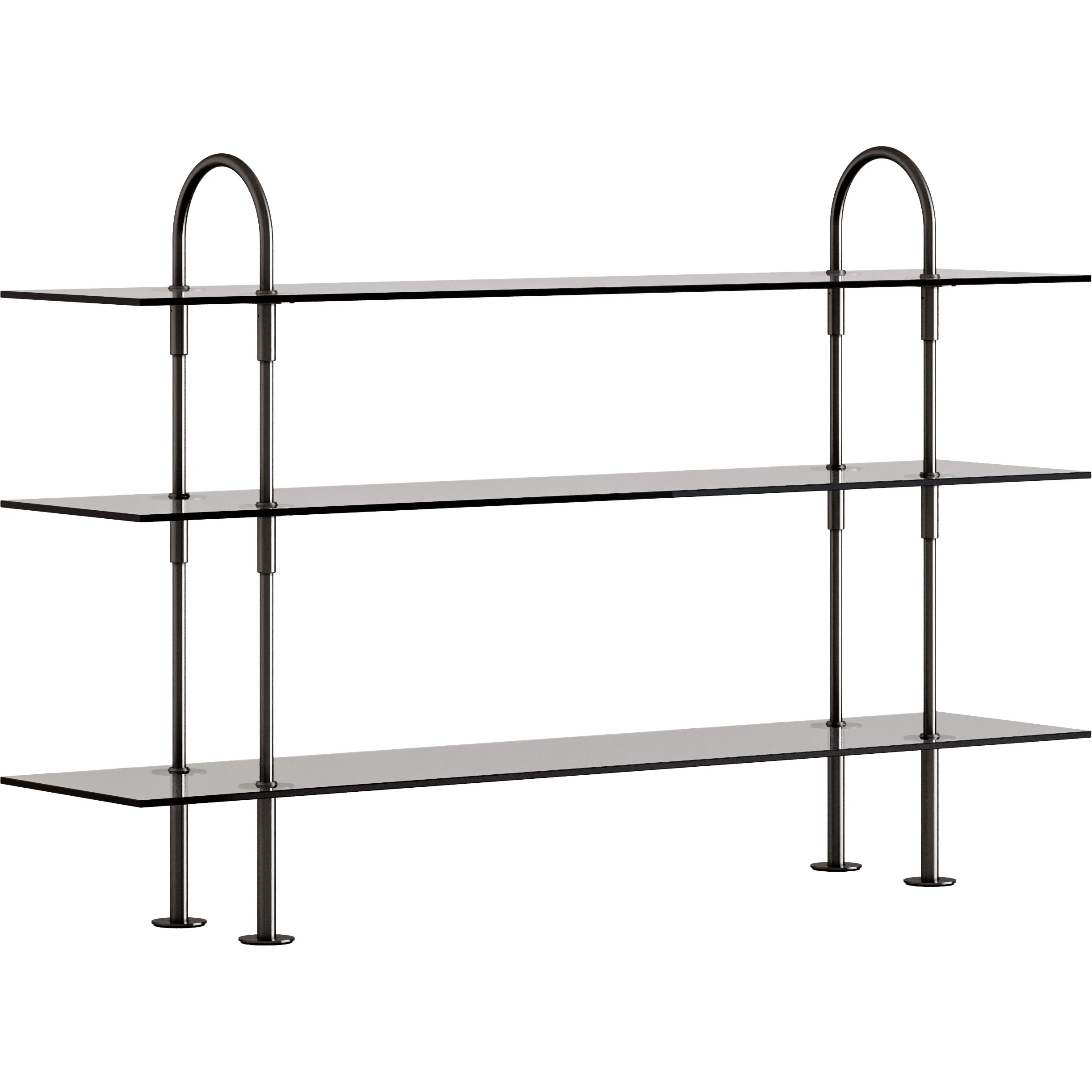 Gubi Keen Hyllsystem Med 3 Hyllplan 160 Cm Mässing / Tonat Glas - Modulära hyllsystem Mässing Svart