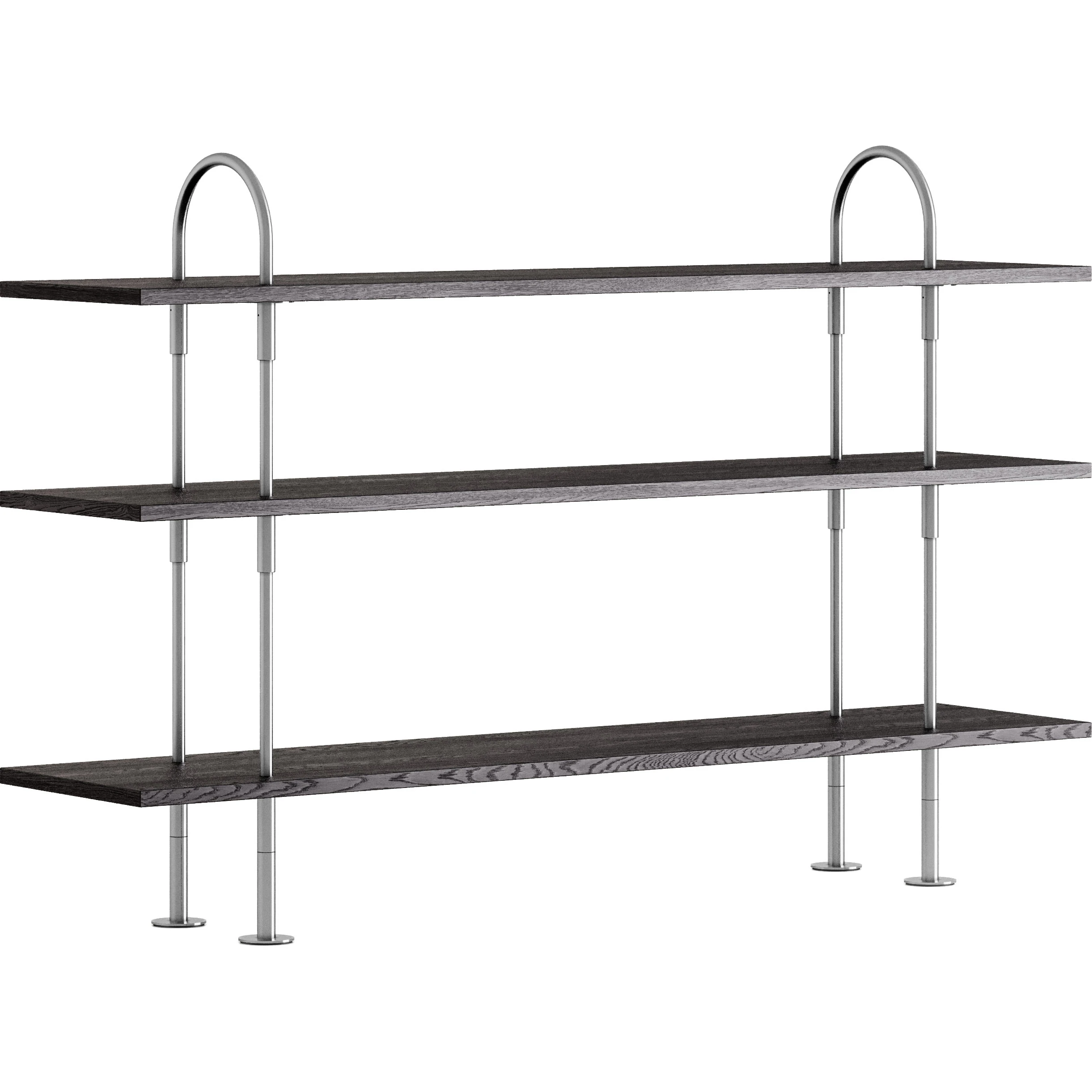 Gubi Keen Hyllsystem Med 3 Hyllplan 160 Cm Satinpolerat / Svartbrunbetsad Ask - Modulära hyllsystem Rostfritt Stål
