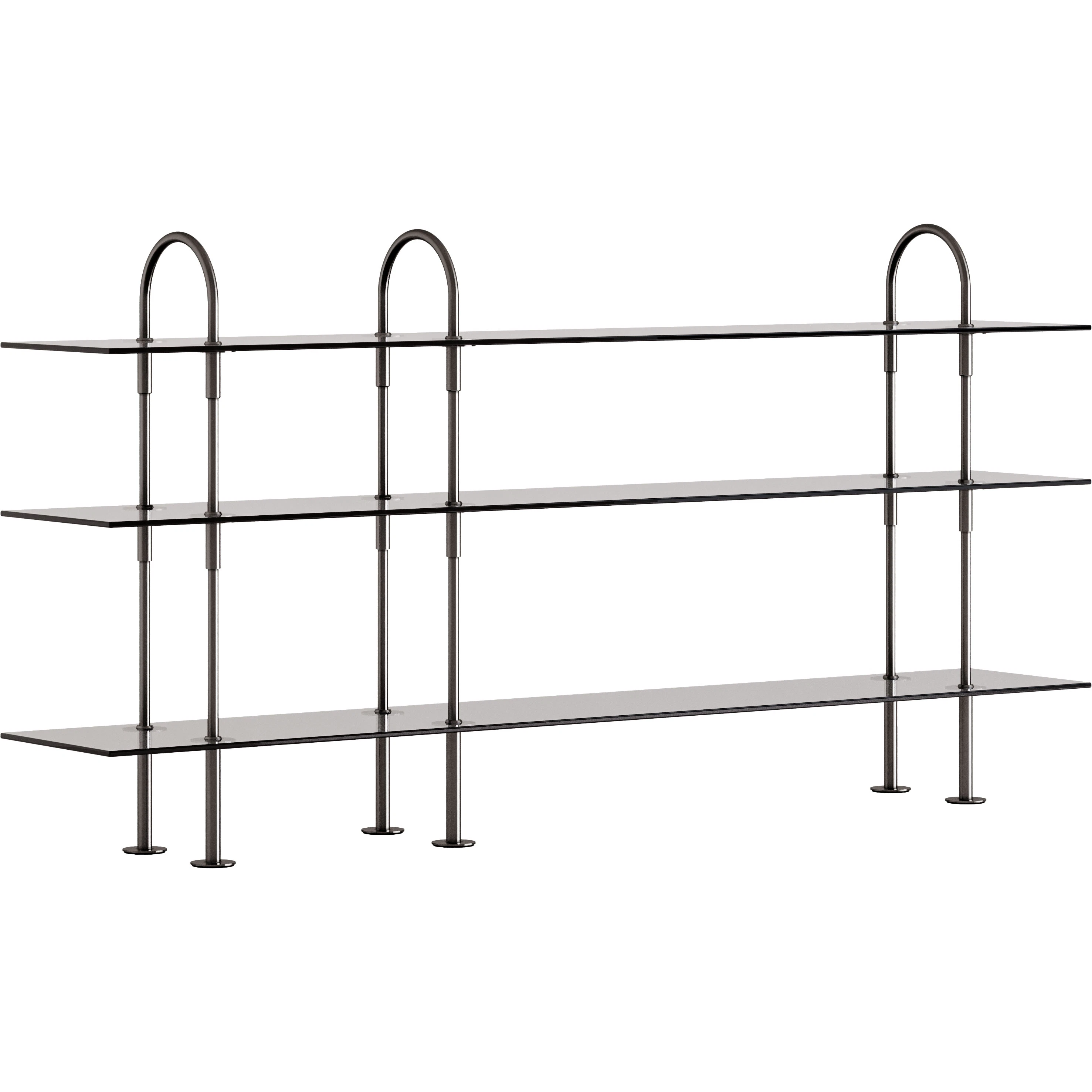 Gubi Keen Hyllsystem Med 3 Hyllplan 208 Cm / Tonat Glas - Modulära hyllsystem Svart Mässing Cool Grey