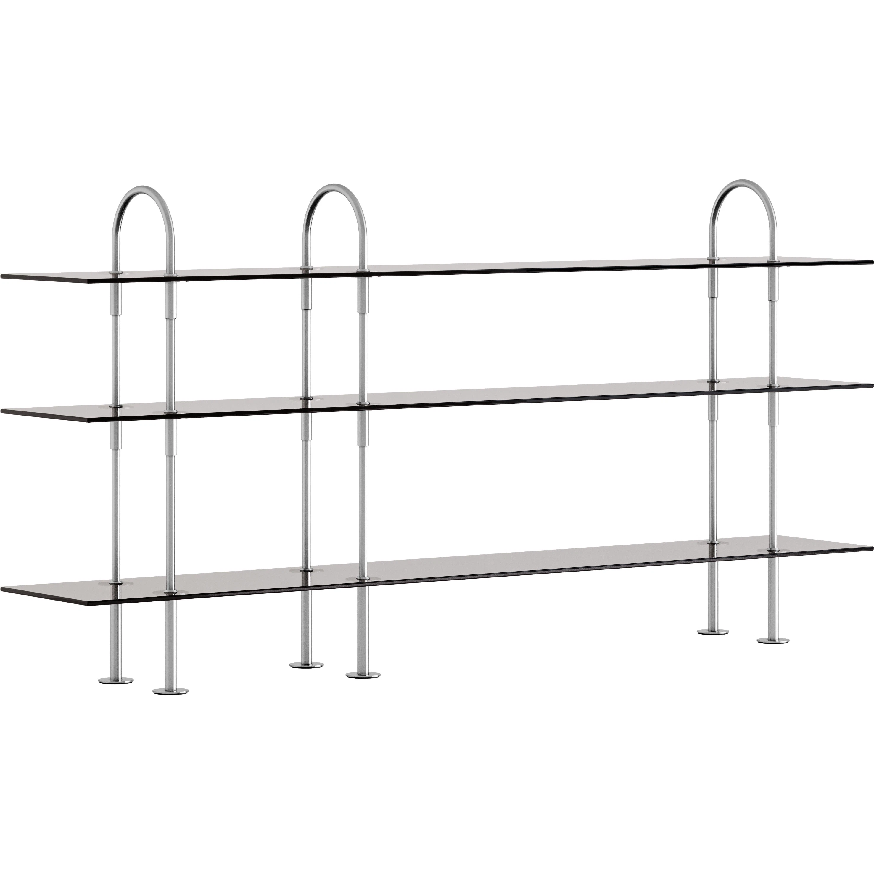 Gubi Keen Hyllsystem Med 3 Hyllplan 208 Cm Satinpolerat / Tonat Glas - Modulära hyllsystem Rostfritt Stål