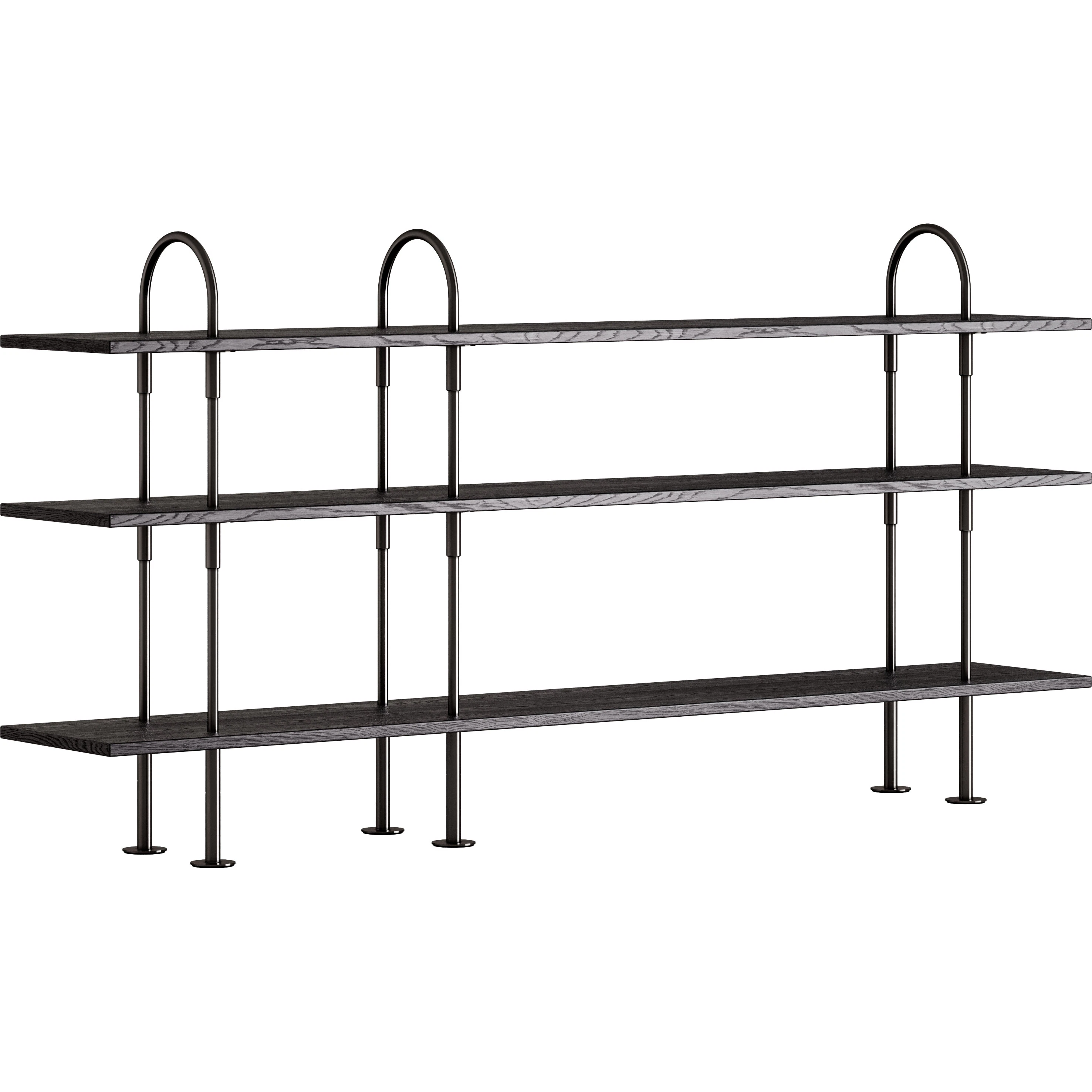 Gubi Keen Hyllsystem Med 3 Hyllplan 208 Cm Svart Mässing / Svartbrunbetsad Ask - Modulära hyllsystem Askfanér Brunsvart