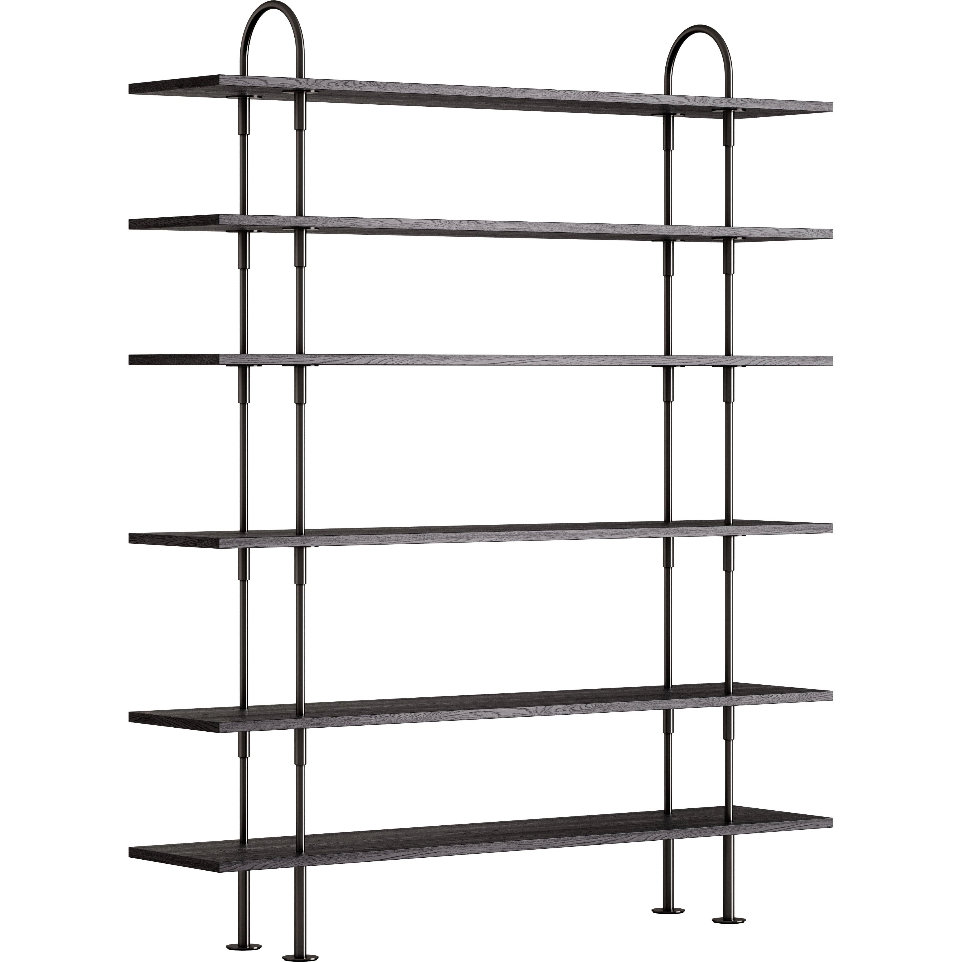 Gubi Keen Hyllsystem Med 6 Hyllplan 160 Cm Svart Mässing / Svartbrunbetsad Ask - Modulära hyllsystem Askfanér Brunsvart