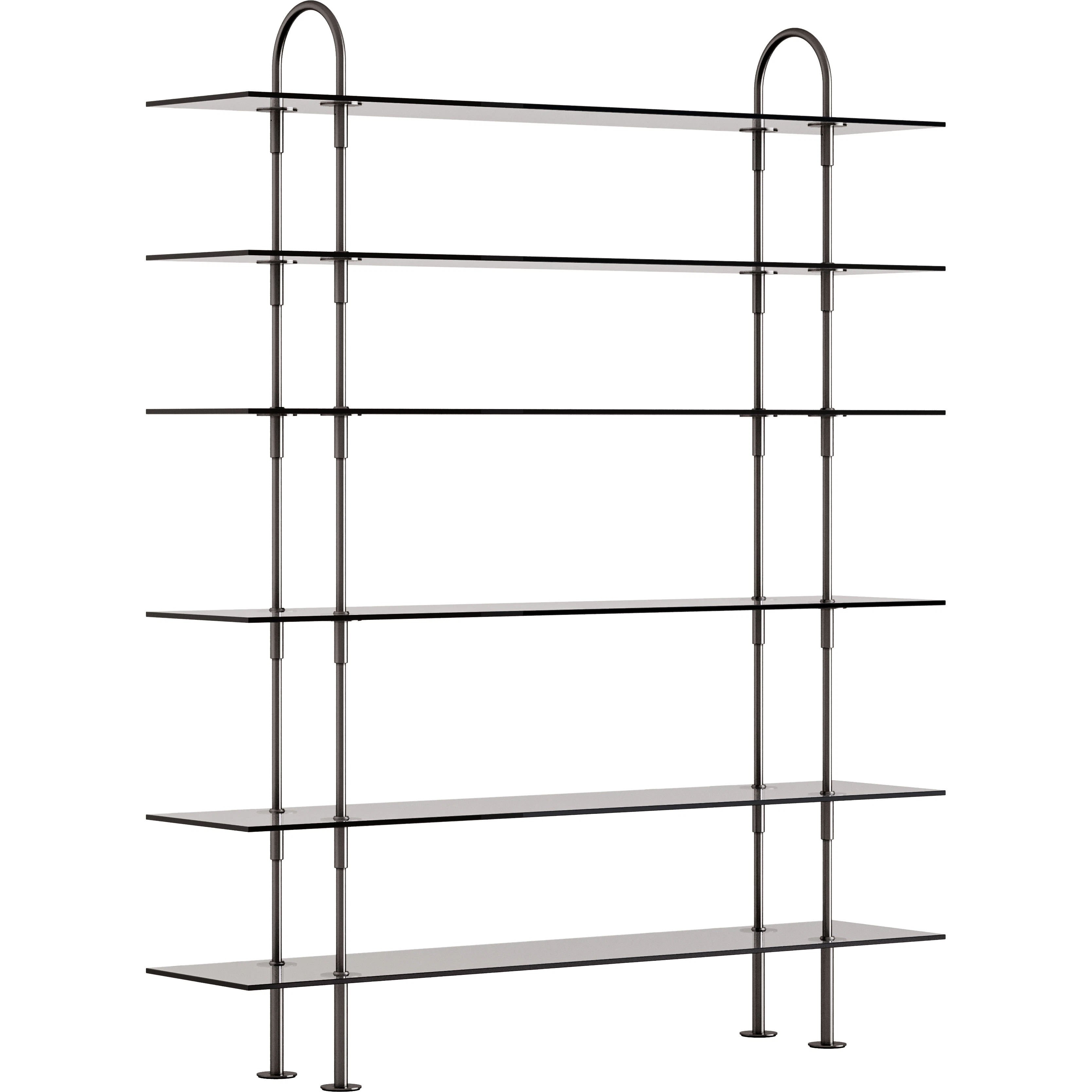Gubi Keen Hyllsystem Med 6 Hyllplan 160 Cm / Tonat Glas - Modulära hyllsystem Svart Mässing Cool Grey