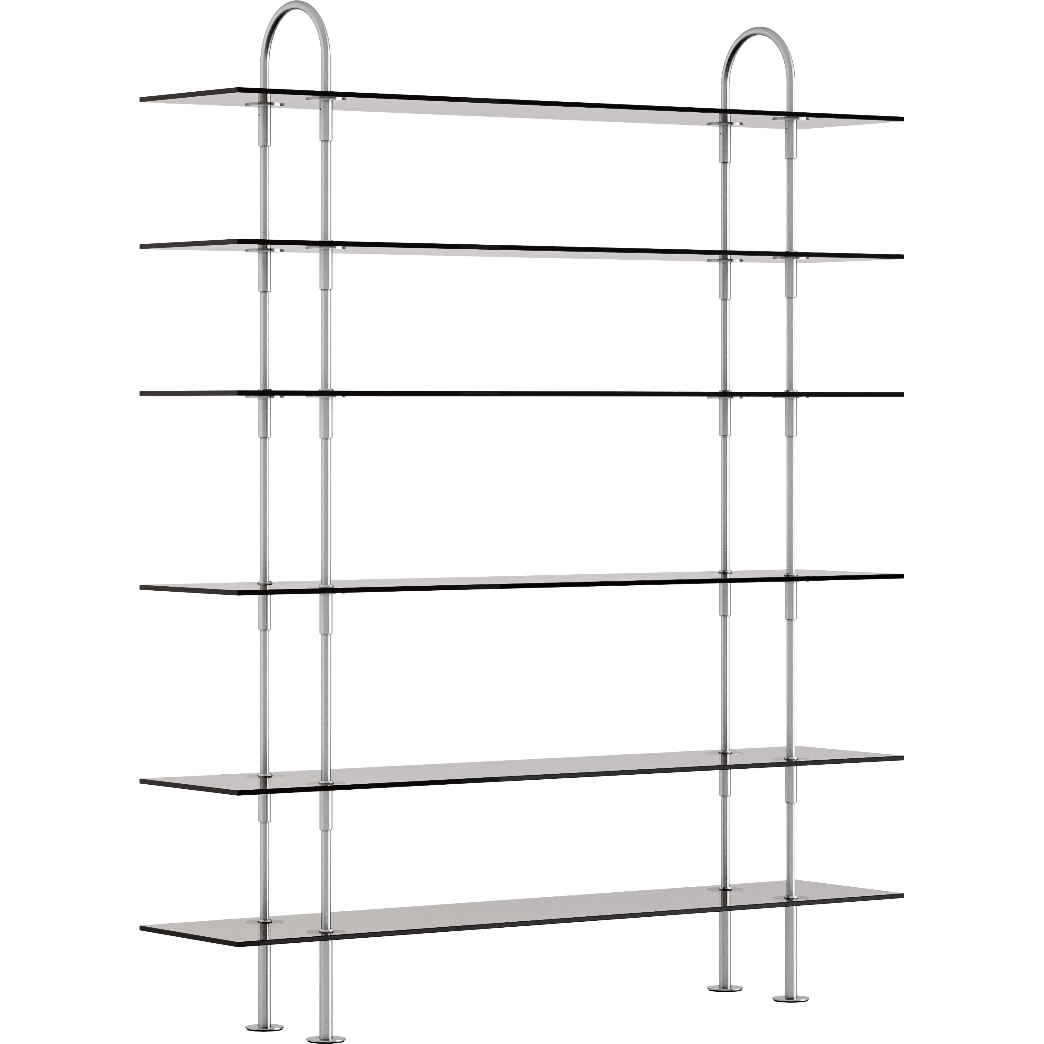 Gubi Keen Hyllsystem Med 6 Hyllplan 160 Cm Satinpolerat / Tonat Glas - Modulära hyllsystem Rostfritt Stål
