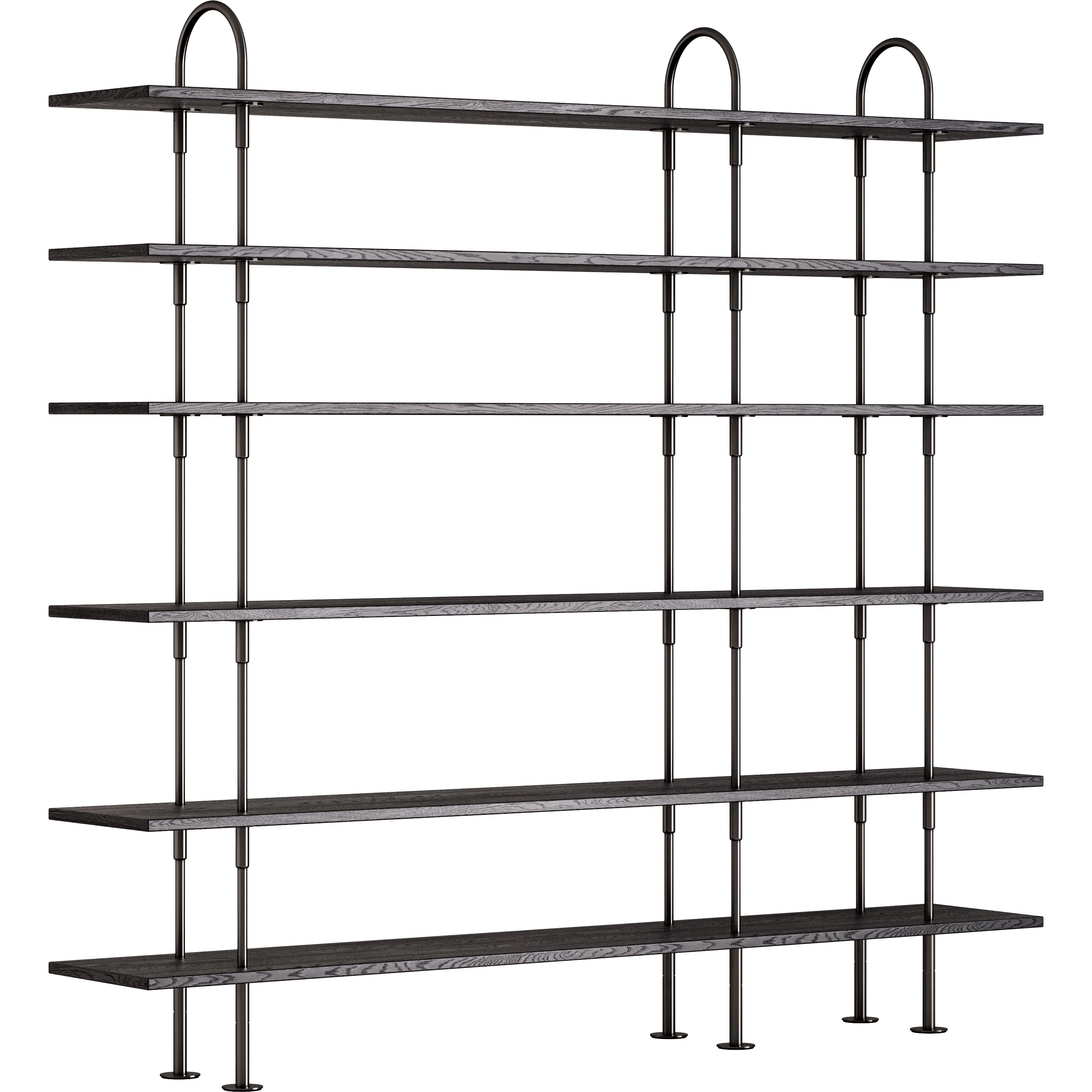 Gubi Keen Hyllsystem Med 6 Hyllplan 208 Cm Svart Mässing / Svartbrunbetsad Ask - Modulära hyllsystem Askfanér Brunsvart