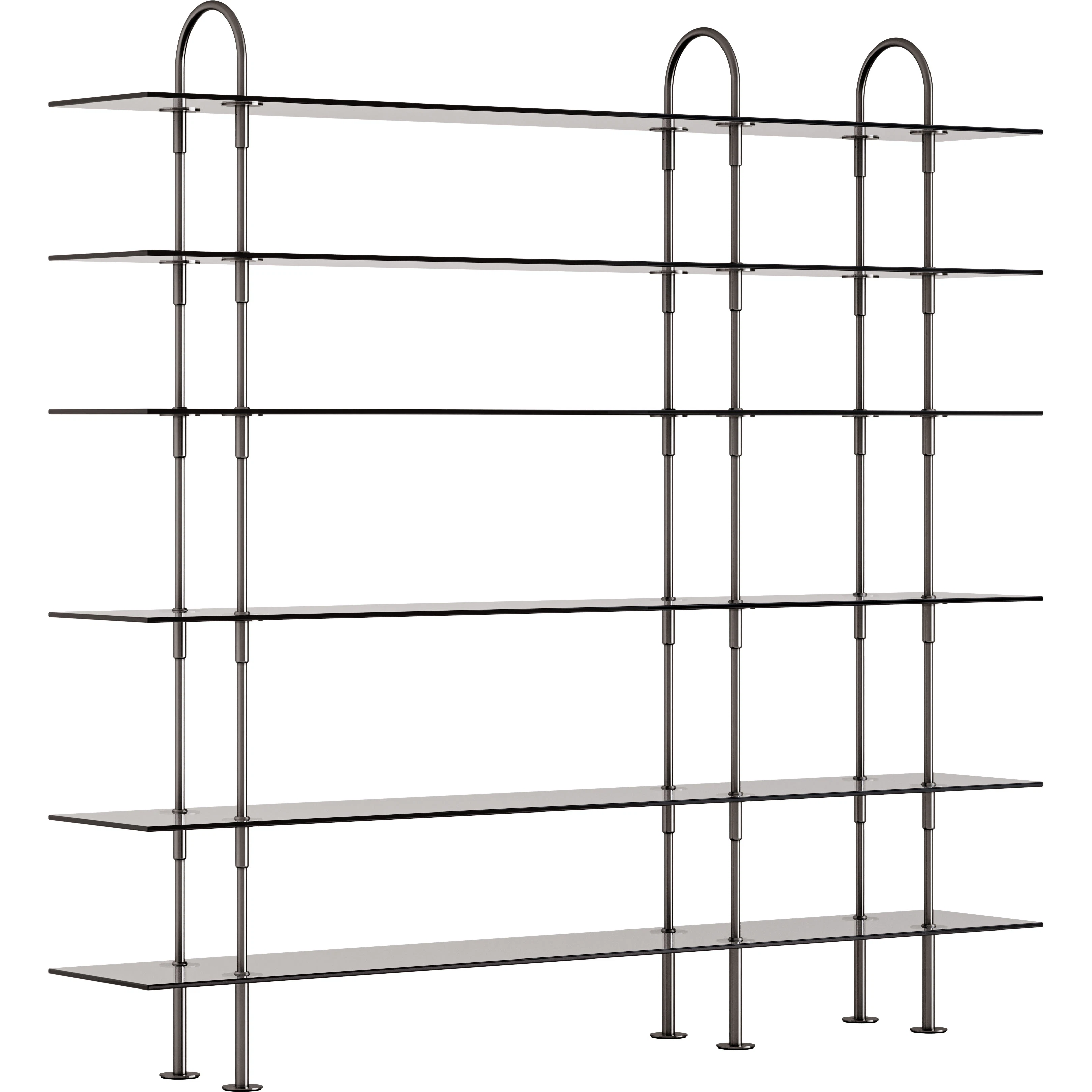 Gubi Keen Hyllsystem Med 6 Hyllplan 208 Cm / Tonat Glas - Modulära hyllsystem Svart Mässing Cool Grey