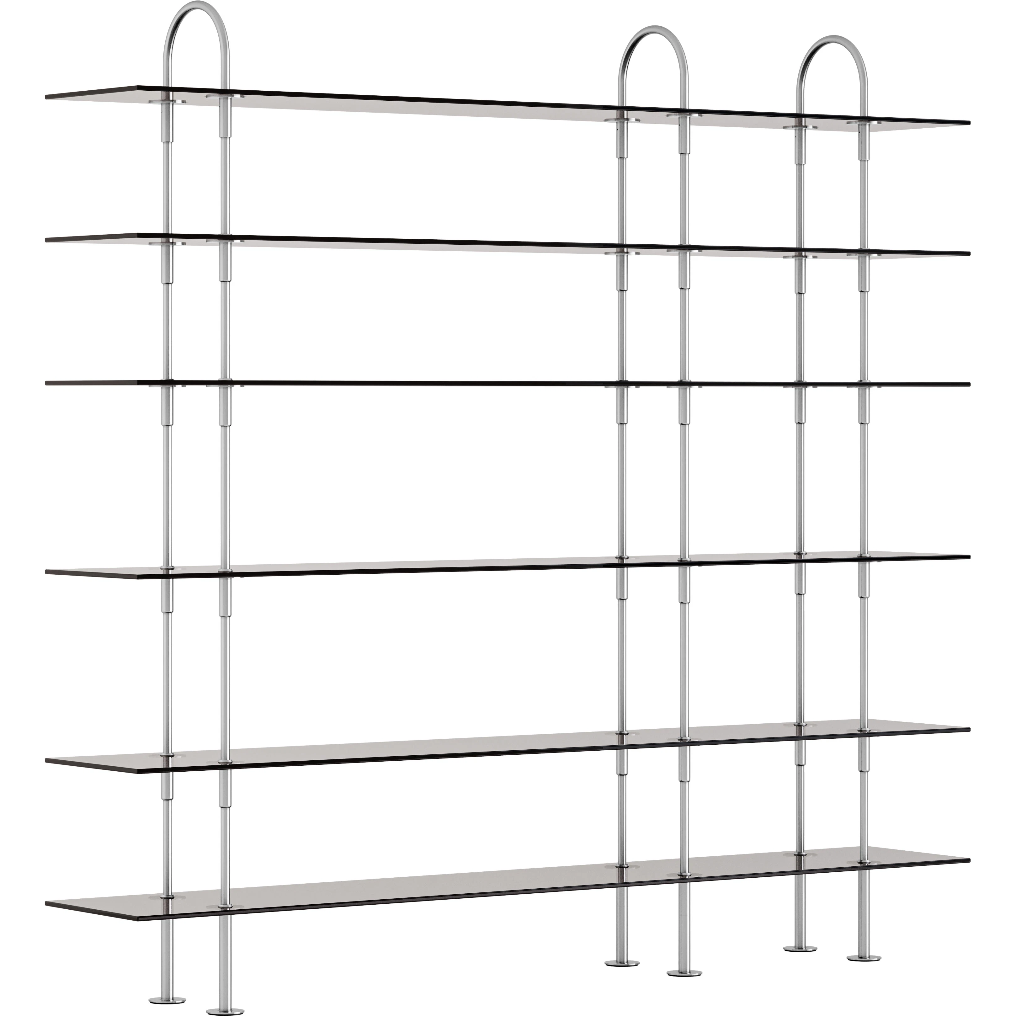 Gubi Keen Hyllsystem Med 6 Hyllplan 208 Cm Satinpolerat / Tonat Glas - Modulära hyllsystem Rostfritt Stål